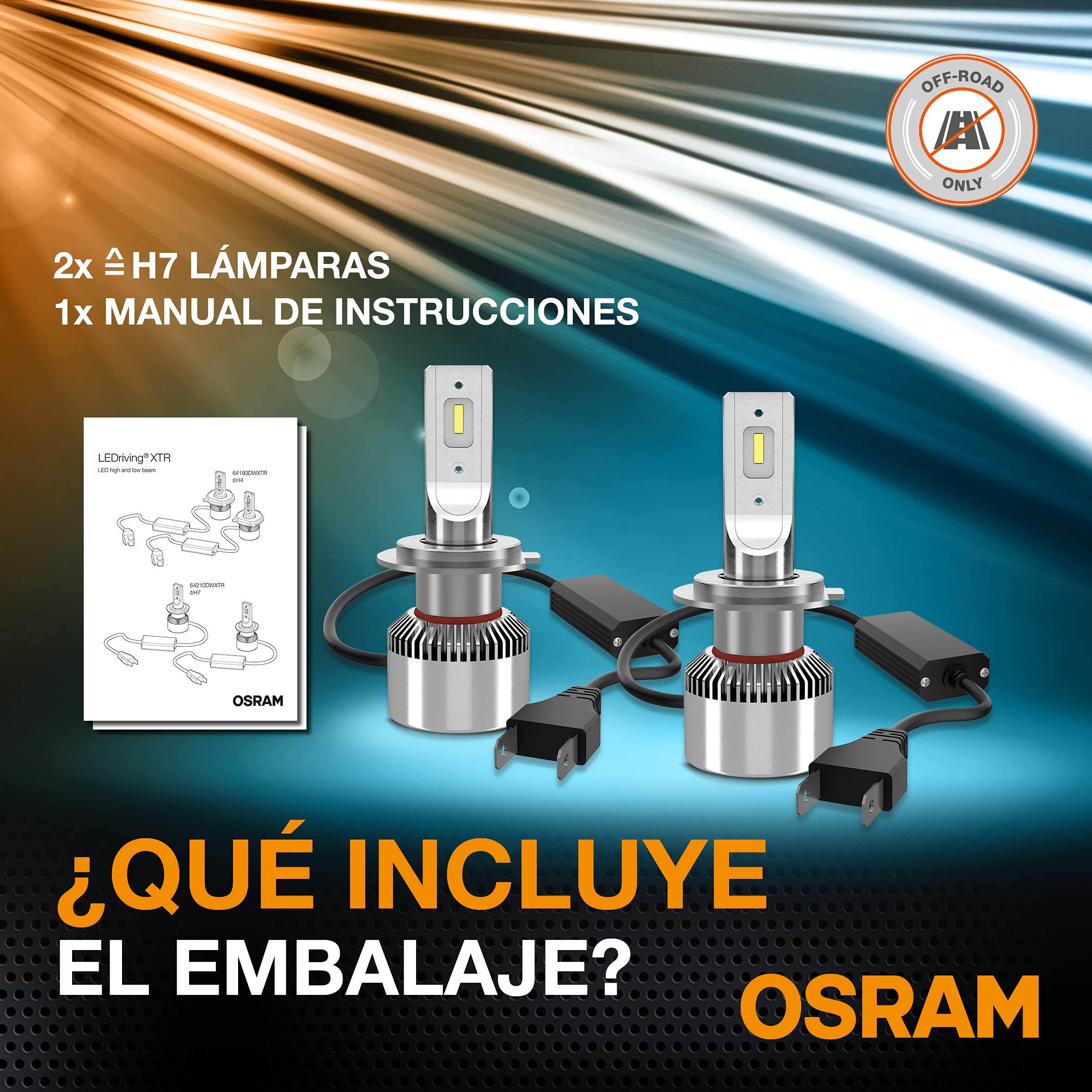 OSRAM LEDriving XTR, H7 lámparas de faro, H7 LED, luz LED blanca fría, solo todoterreno, 64210DWXTR, caja (2 lámparas) | solo todoterreno, 64210DWXTR, caja (2 lámparas)