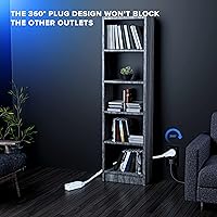 Vista 6 de Maximm Cable de extensión de enchufe plano giratorio de 360 de 15 pies, cable de extensión de 3 tomas de corriente múltiple de 16 AWG, cable
