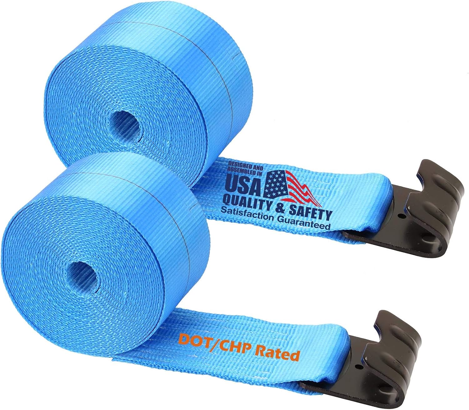 (2) Boxer DOT 4" X 30' Blue Winch Straps w/Flat Hook Flatbed Truck Trailer Tie Down 5400 LB US Made …