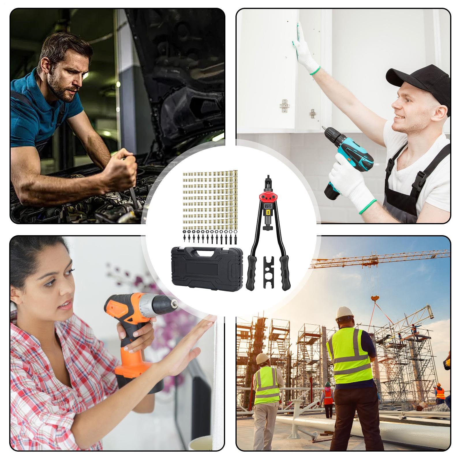 Juego De Herramientas Para Tuercas Remachables Juego De Remachadora Manual | Surtido 10 Métrico De Insertos Para Construcción Fabricación Reparación Automotriz Maquinaria