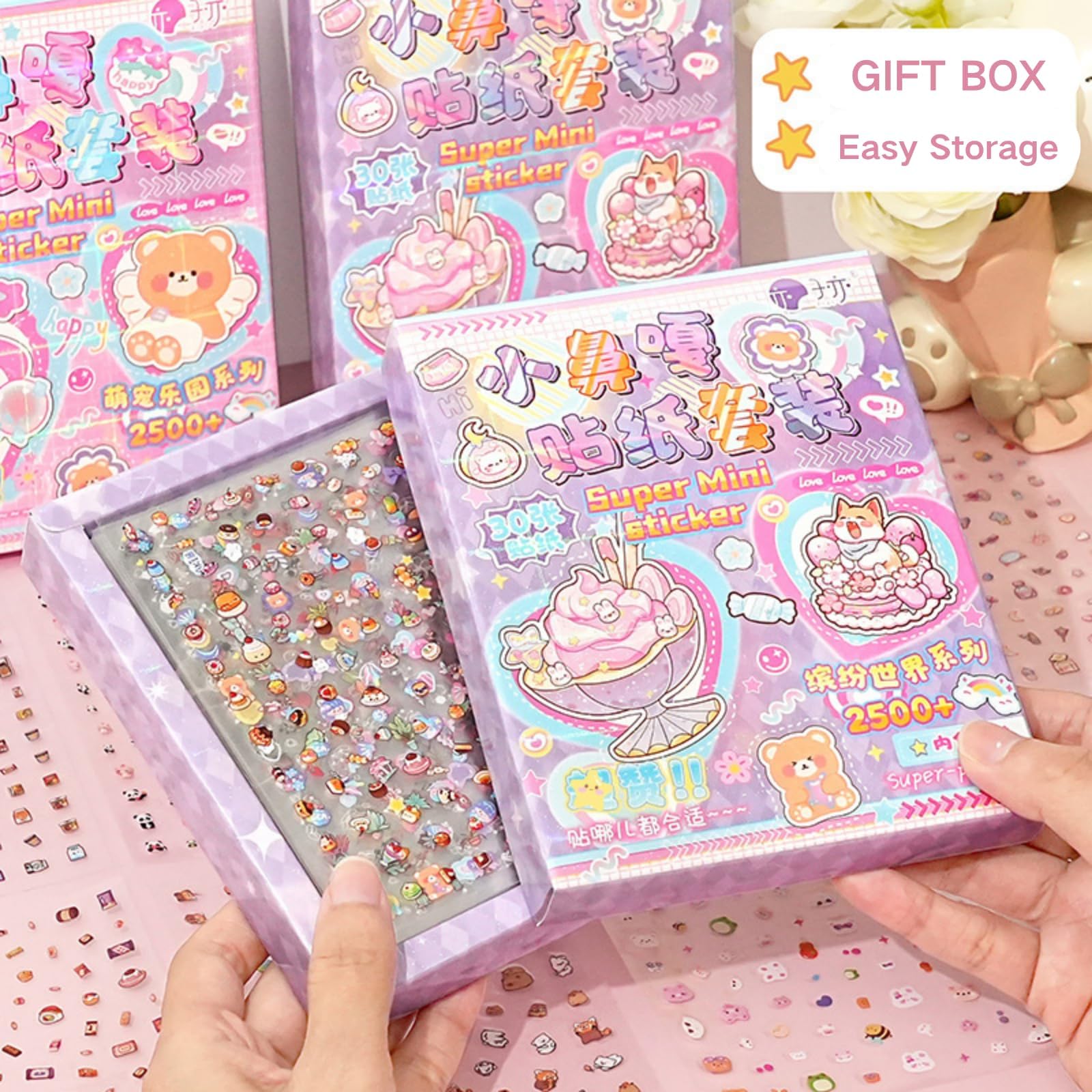 5000+ Kawaii Stickers Set Cute PET Transparent Cartoon Flower Scrapbooking Clipping Supplies Decals Decorative Scrapbook Sticker for Kids Journaling DIY Arts Crafts Phone Case 30 Sheets Purple+Pink: 02-purple+pink