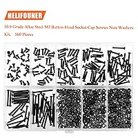 Vista 4 de 560 Piezas M2 x 4 mm / 6 mm / 8 mm / 10 mm / 12 mm / 16 mm / 20 mm, Kit de Tornillos de Cabeza de Botón con Arandelas y Tuercas, Acero de Aleación