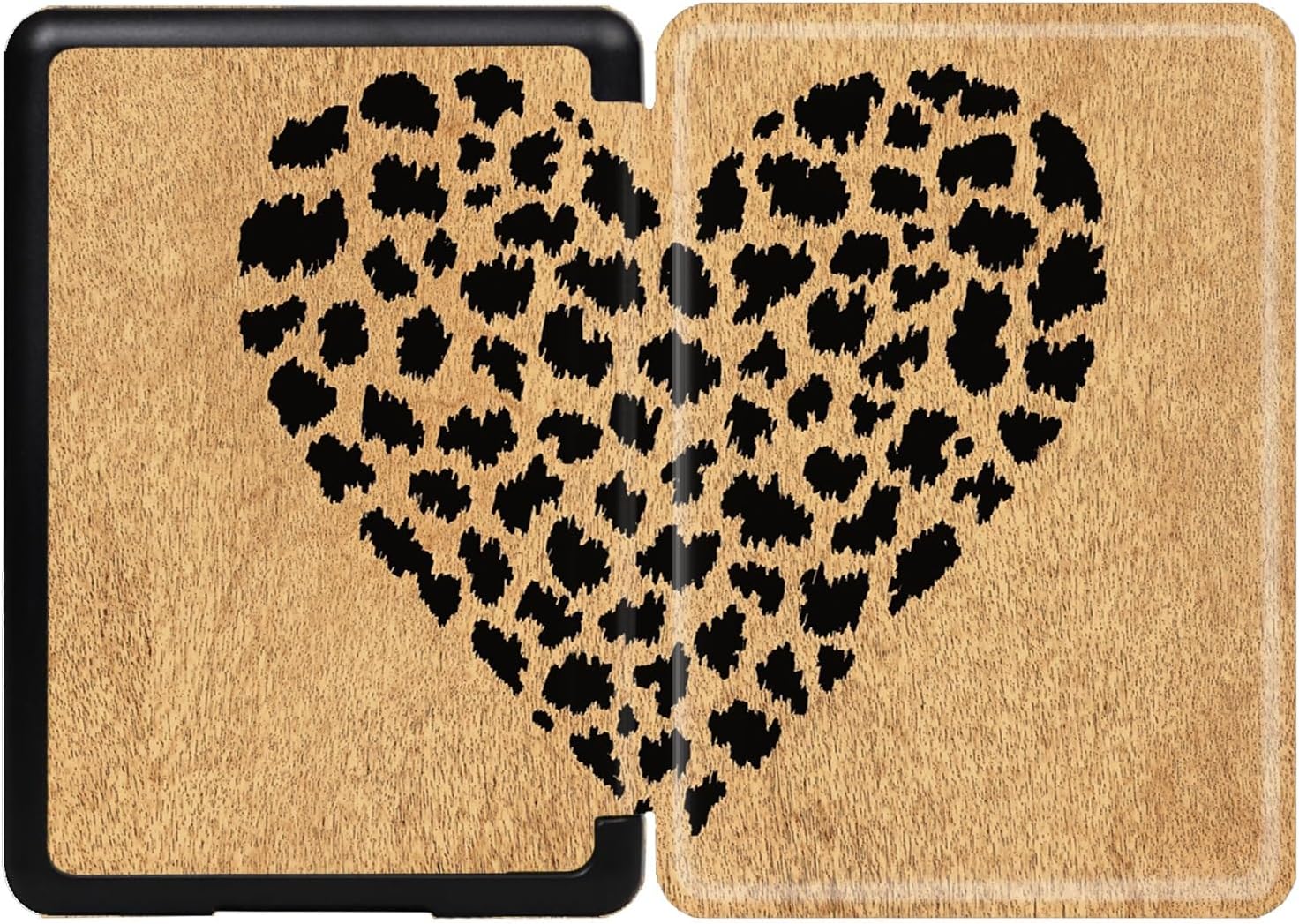Case for 7'' All-New Kindle Paperwhite 12th Generation and Kindle Colorsoft Signature Edition 2024 Release - Lightweight PU Leather Print Case Smart Cover Auto Wake/Sleep, Heart-Shaped Leopard Print