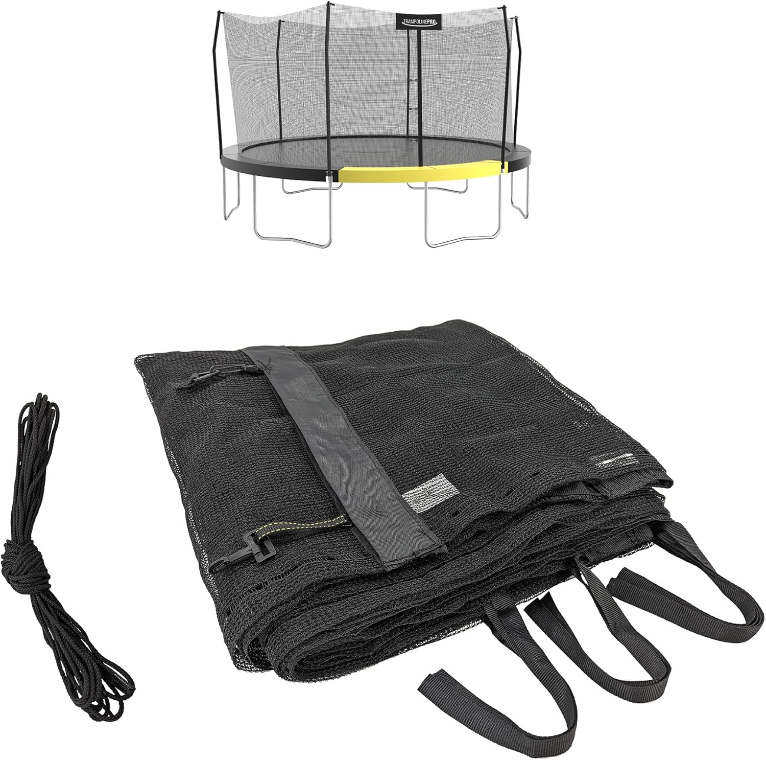 Trampoline Pro Trampoline Netting Replacement Designed for Strap Tie Down for 6 Straight or Angled Poles, Trampoline net Replacement for 12 ft 14 ft 15 ft Round Frame (Net Only)