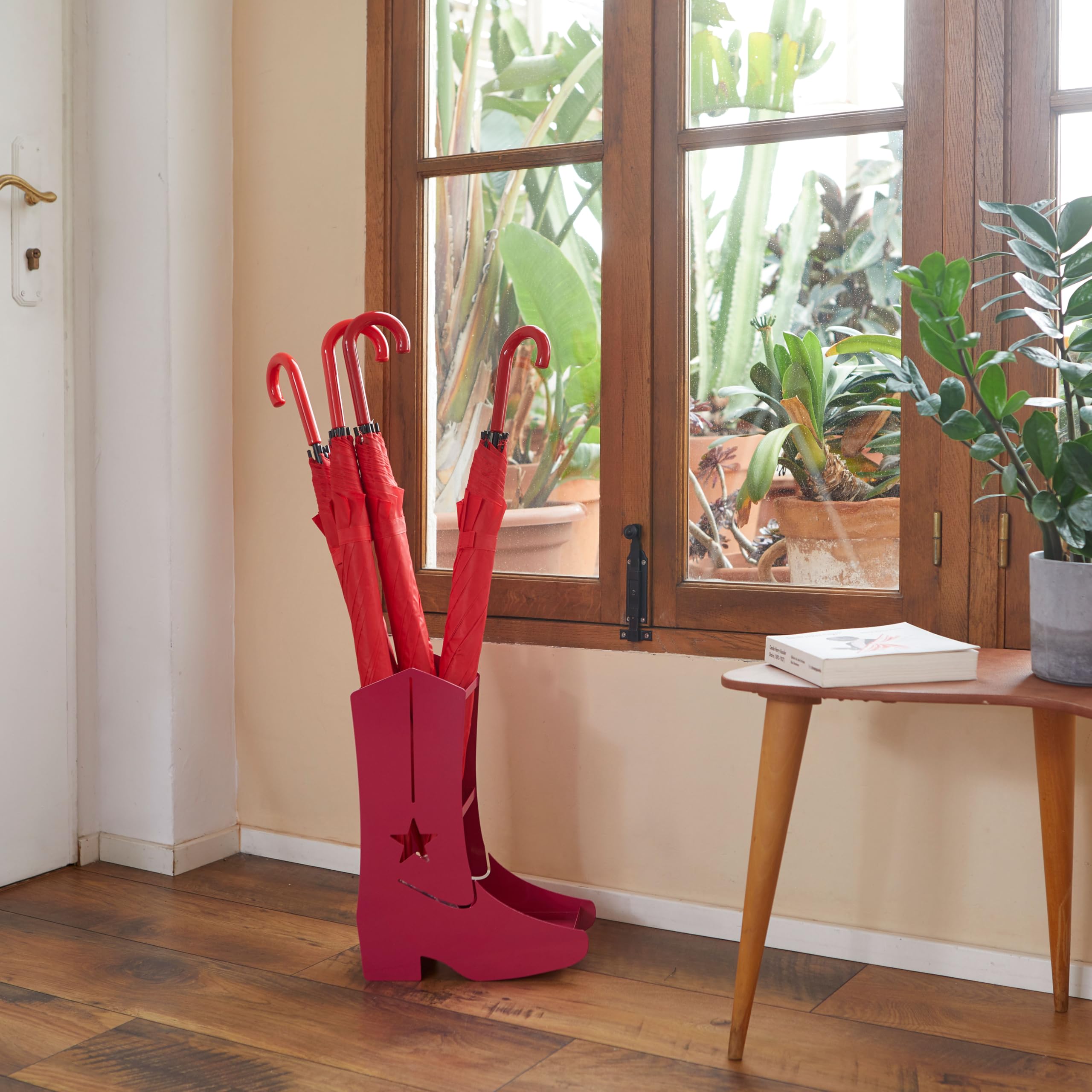 Balvi Porta ombrelli Country Boots Colore Rosa Facile circolazione dell'Aria e con vaschetta per la r