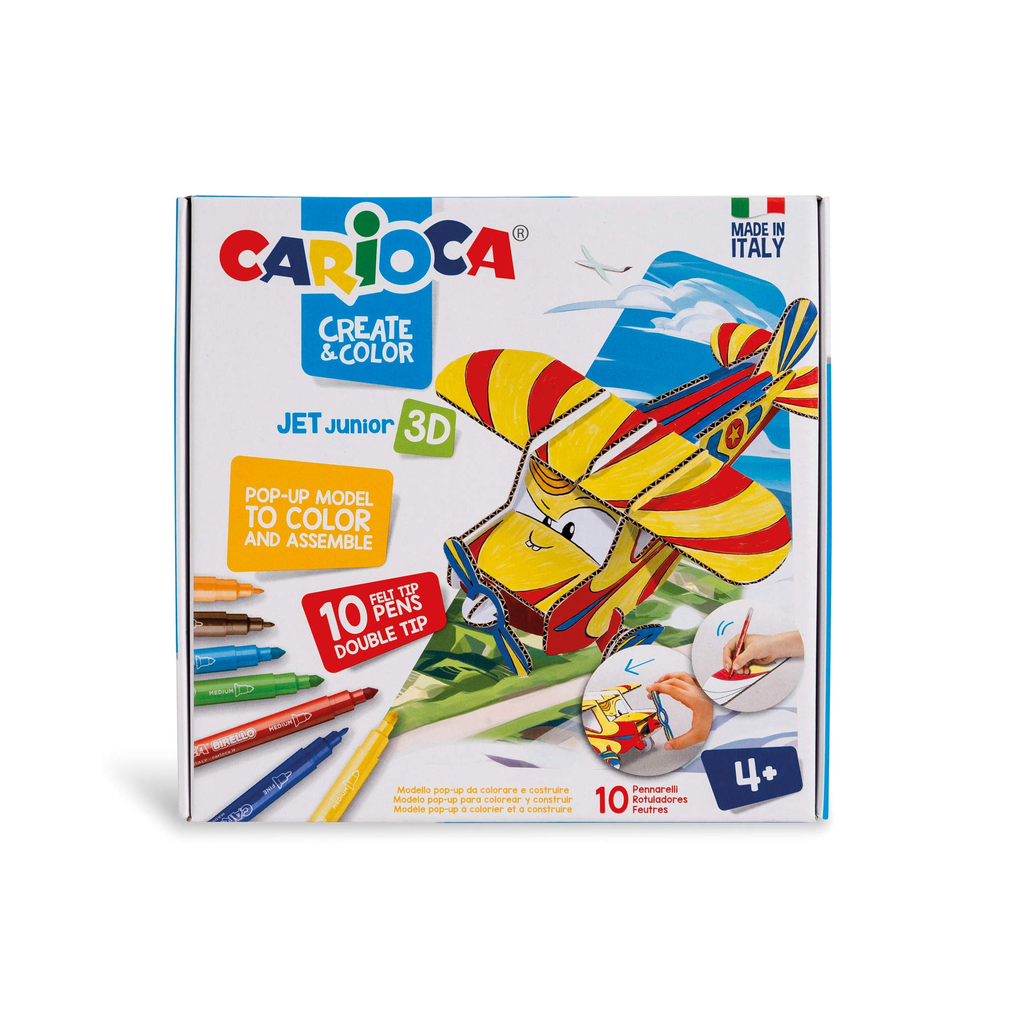 Carioca Pop-Up Coloreable – Muñeco Sorpresa Con 10 Rotuladores Jet Junior – Porta Rotuladores Y Juego Creativo