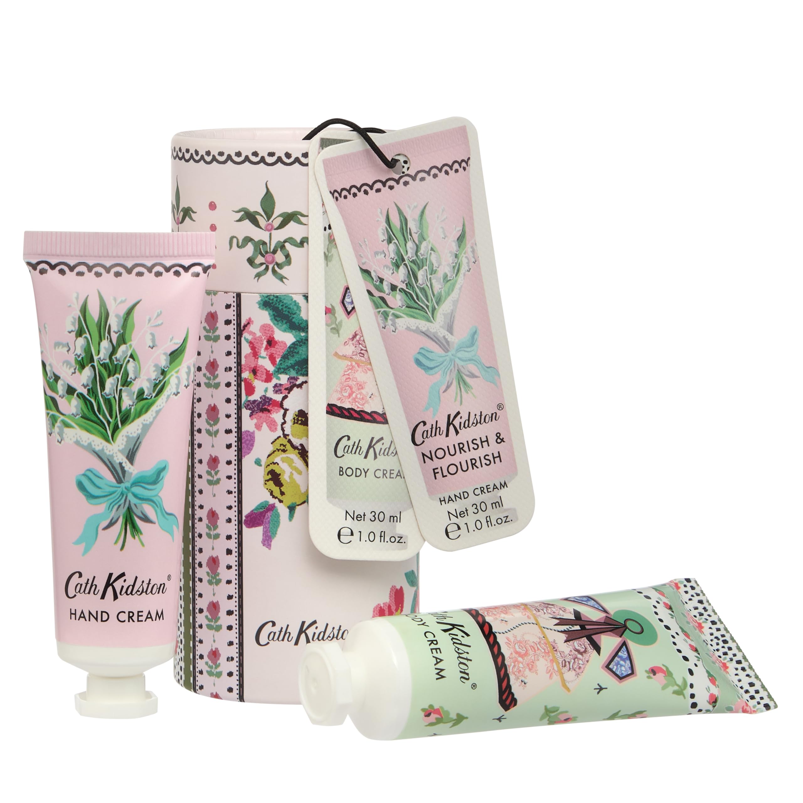 Cath Kidston Hand Cream and Body Cream 2x 30ml, Moisturiser, Shea Butter, Vitamin E, Fragrance, Beauty Gift For Her, Travel Size, Cruelty and Vegan Free