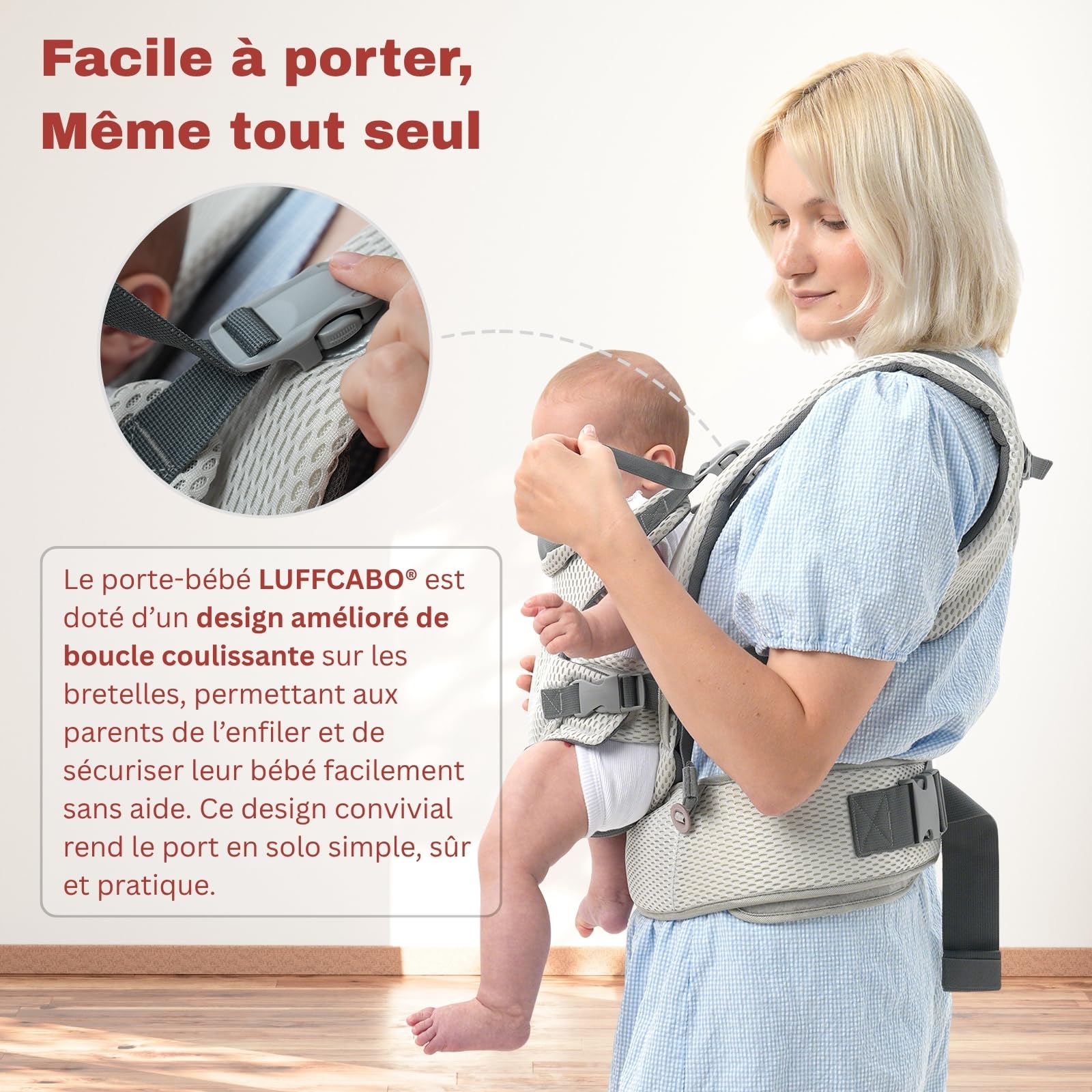 Porte-Bébé En Mesh, Porte Bebe Physiologique, Porte Enfant, Porte Bebe, Porte Bébé Ergonomique, Porte Bebe Ergonomique 5-36 Mois Ultra Respirant Avec 3 Positions