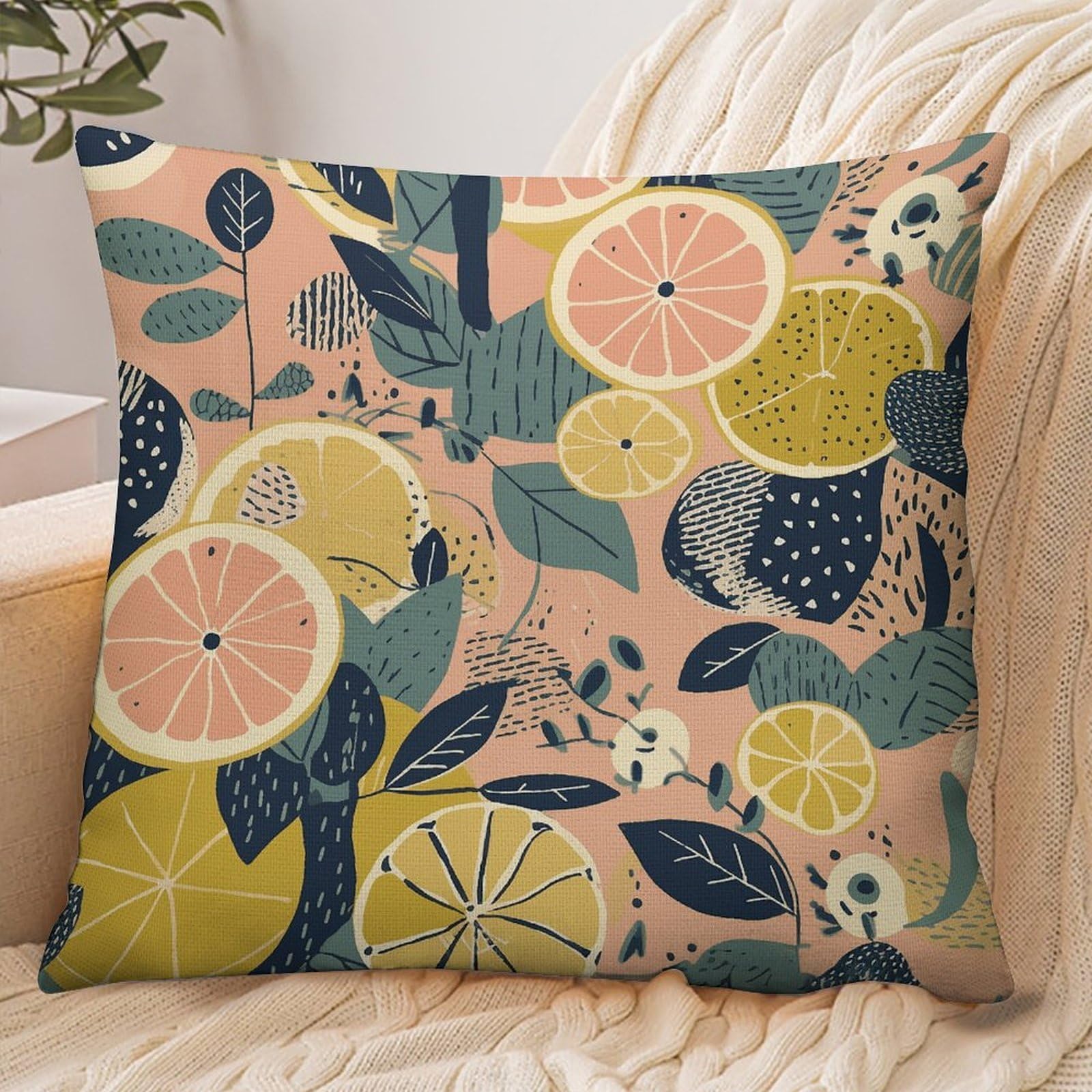 Fekiloot Style Fruit And Leaves Pattern Pillowcase Pillow Sham Pillow Case