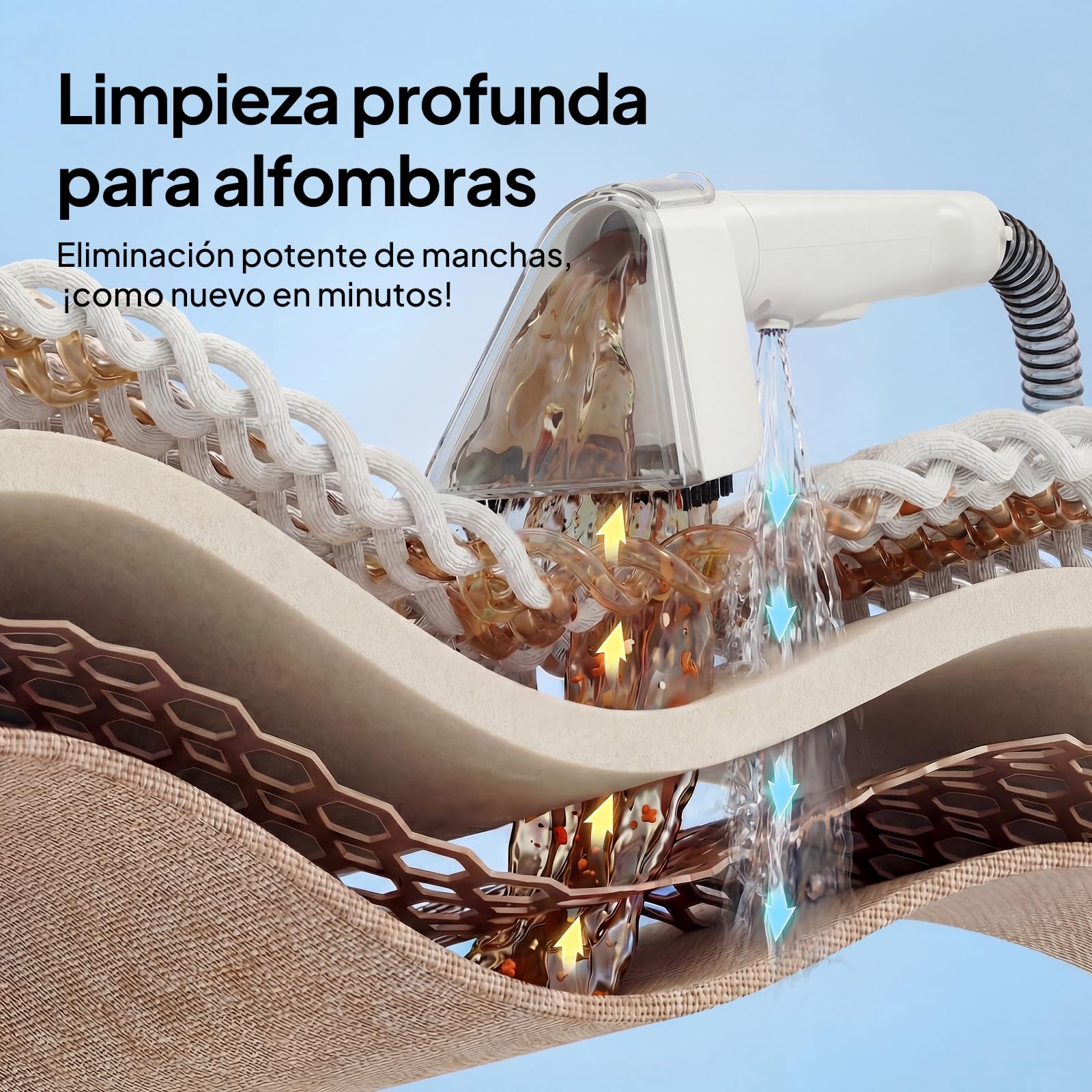 Livatro Aspiradora de Agua Tapicería, 600W 16kPa Limpiador de Tapicerías, 2,3L Depósito, Limpieza de Sofás con Función de Autolimpieza, Lava Aspiradora para Alfombras, Moquetas, Tapicería y Coche