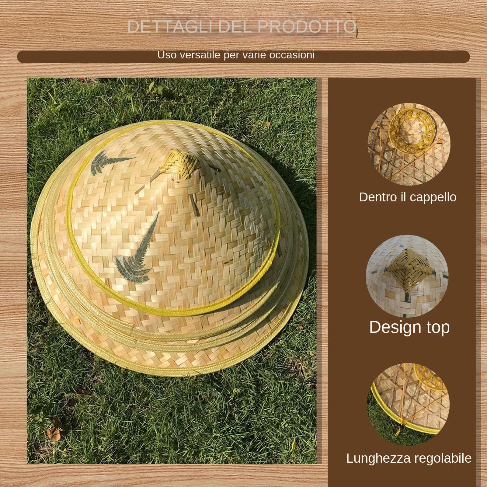 Cappello di paglia pieghevole Protettivo Pieghevole Regolabile Traspirante