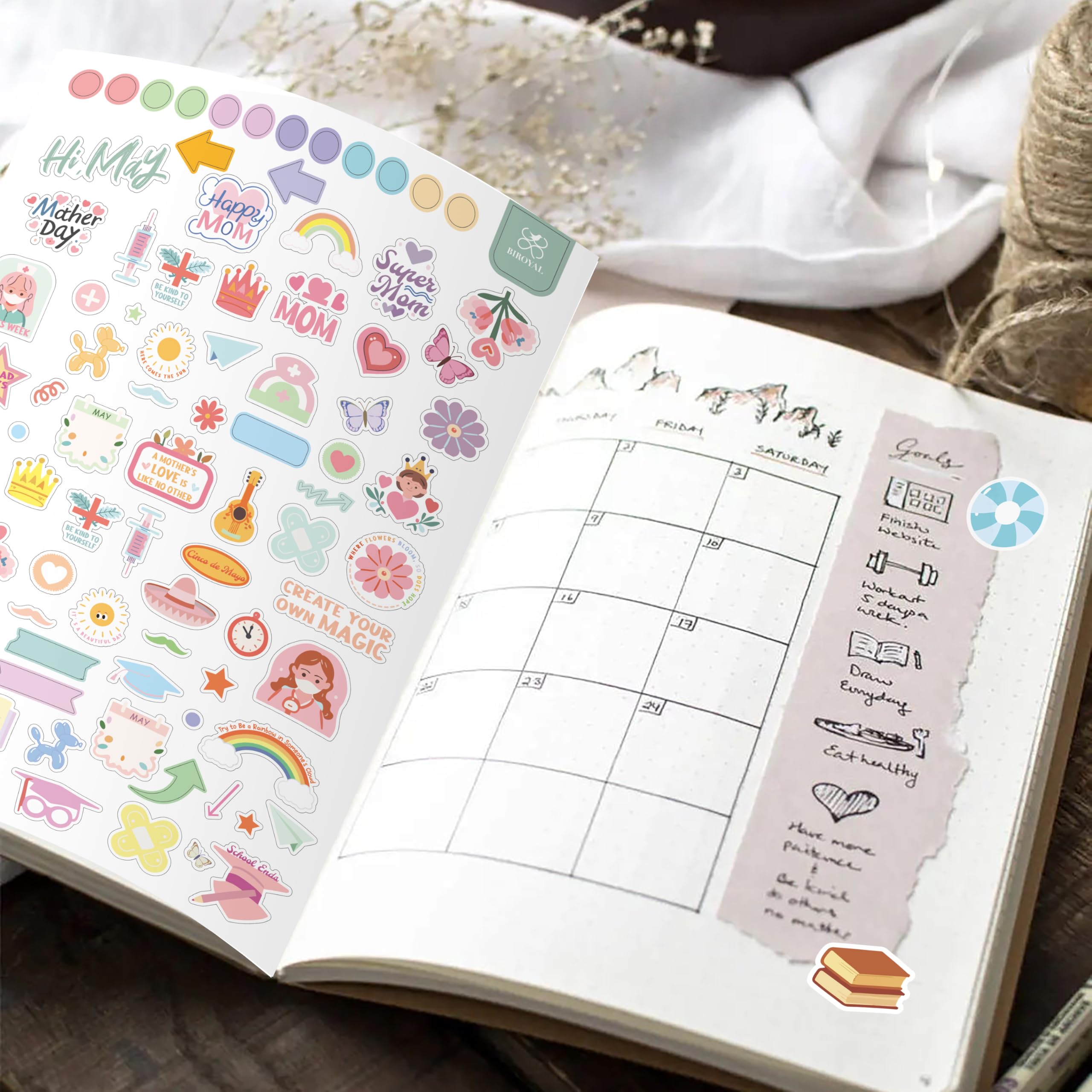 BIROYAL 12 Sheets Planner Stickers, 500+ Pcs Seasonal Calendar Stickers - Image 4