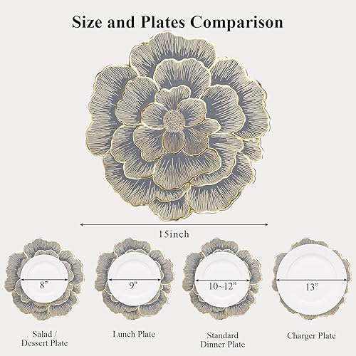 Miniatura 8 de Juego de 6 manteles individuales redondos de vinilo prensado para mesa de comedor, decoración de centro de mesa, lavables, impermeables,