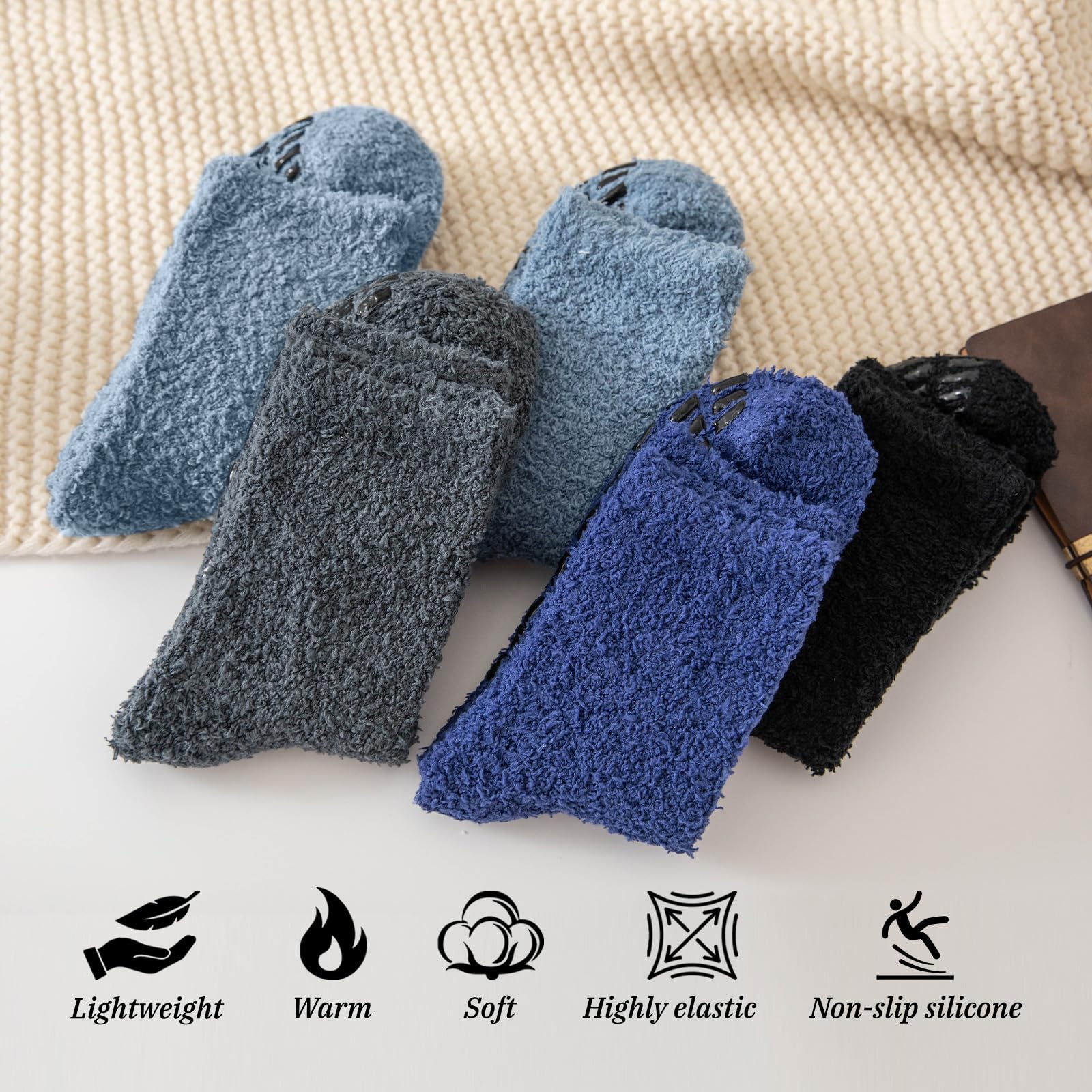 Flintronic Calcetines Invierno Antideslizantes Hombre Calcetines Térmicos Gordos