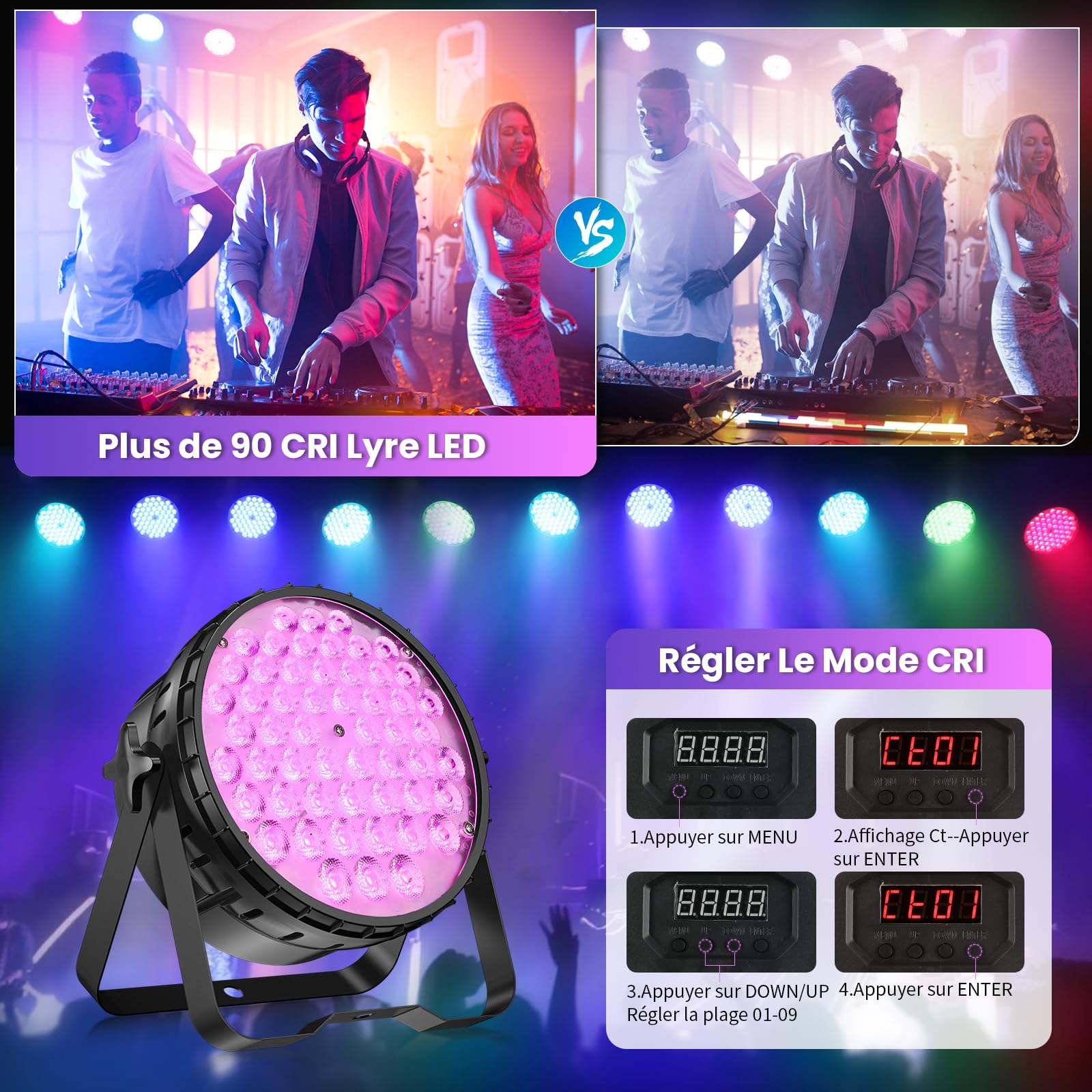 BETOPPER Projecteur de Scène 200W Par LED DMX RGBW Lumière de Scène CRI >90 5000 Lm Jeux de Lumiere Disco Eclairage Scene pour DJ, Fête, Bars, Mariages et Festivals (2)
