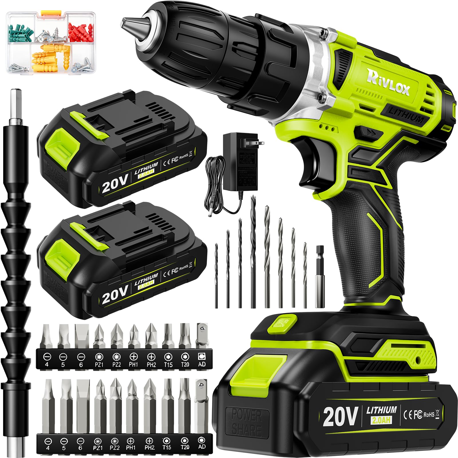 Rivlox 20V Cordless Drill Set - power tools | Mubboo