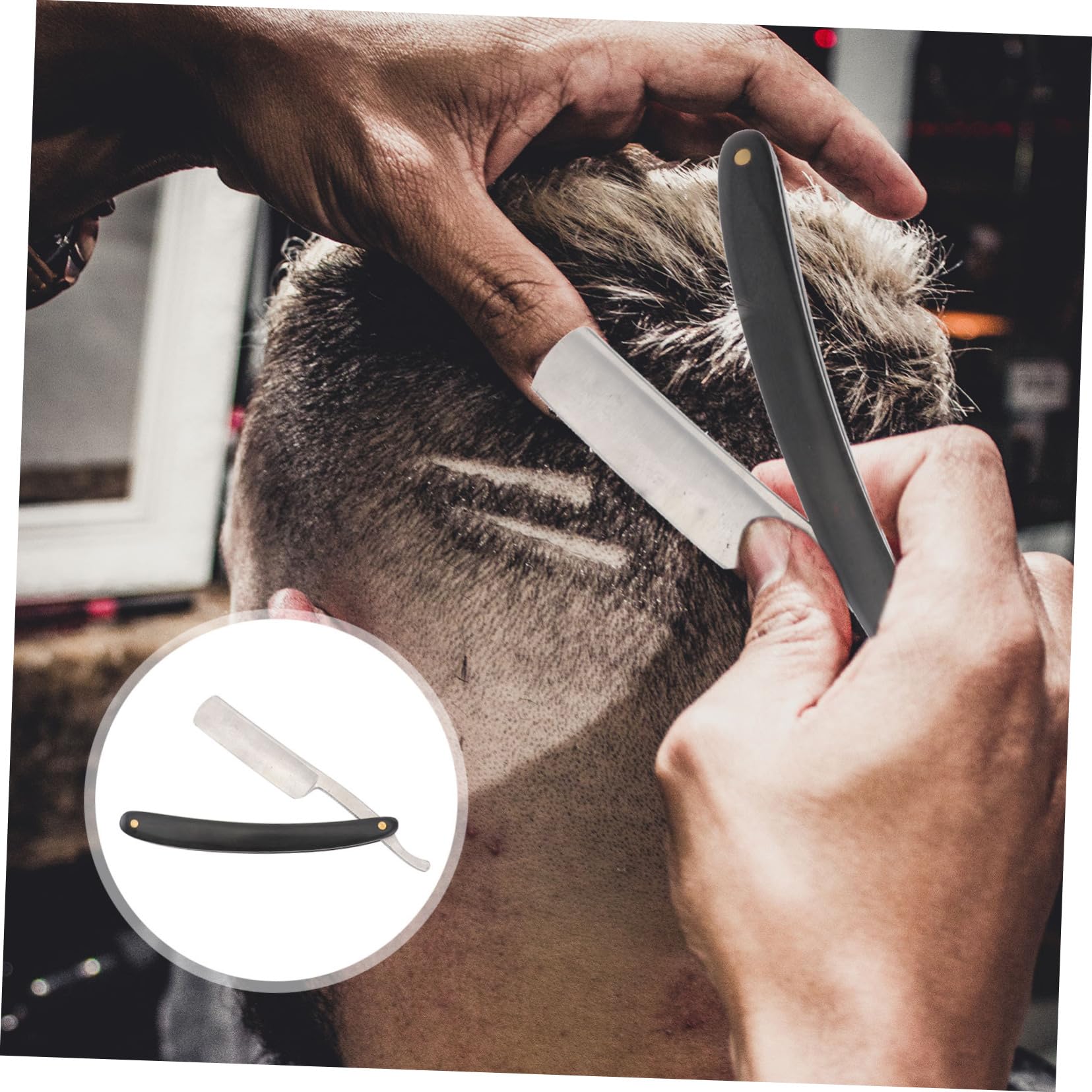 Ipetboom 2pcs Men's Vintage Manual Razor Safe Barber Beard Shaver Easy Hair Cutting Tool