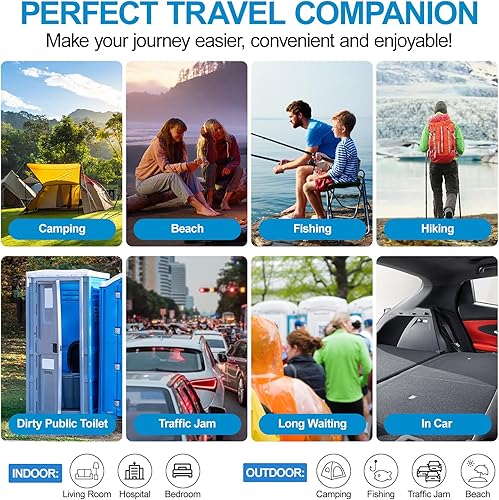 Miniatura 7 de Inodoro portátil mejorado para campamento, inodoro plegable portátil de 400 libras, inodoro portátil para acampar para adultos con soporte