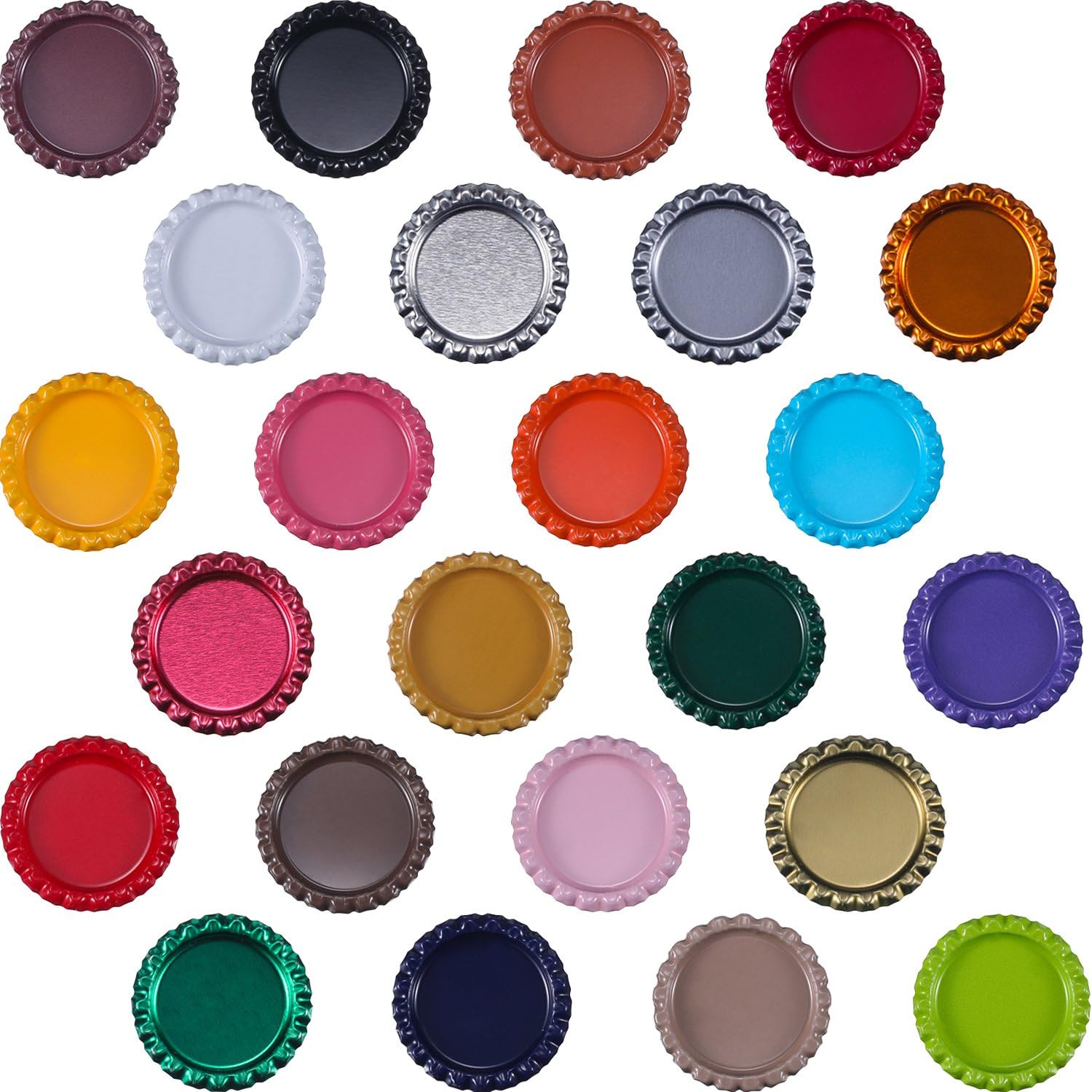 TecUnite 100 Pieces Flattened Bottle Caps in Double Sides Printed Mixed Colors and 100 Pack 1 Inch Clear Stickers for Photo Pendant Craft Jewelry Making - Image 3
