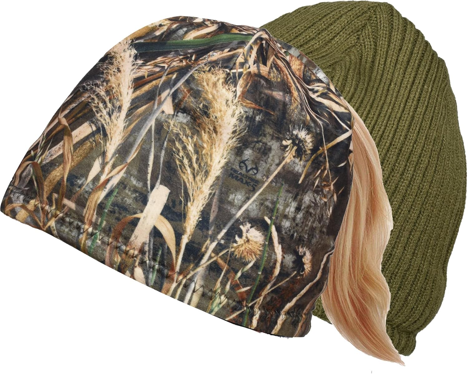 EDTREK Womens Performance Reversible Ponytail Beanie - Windproof Fleece Winter Hat for Hiking Hunting Fishing