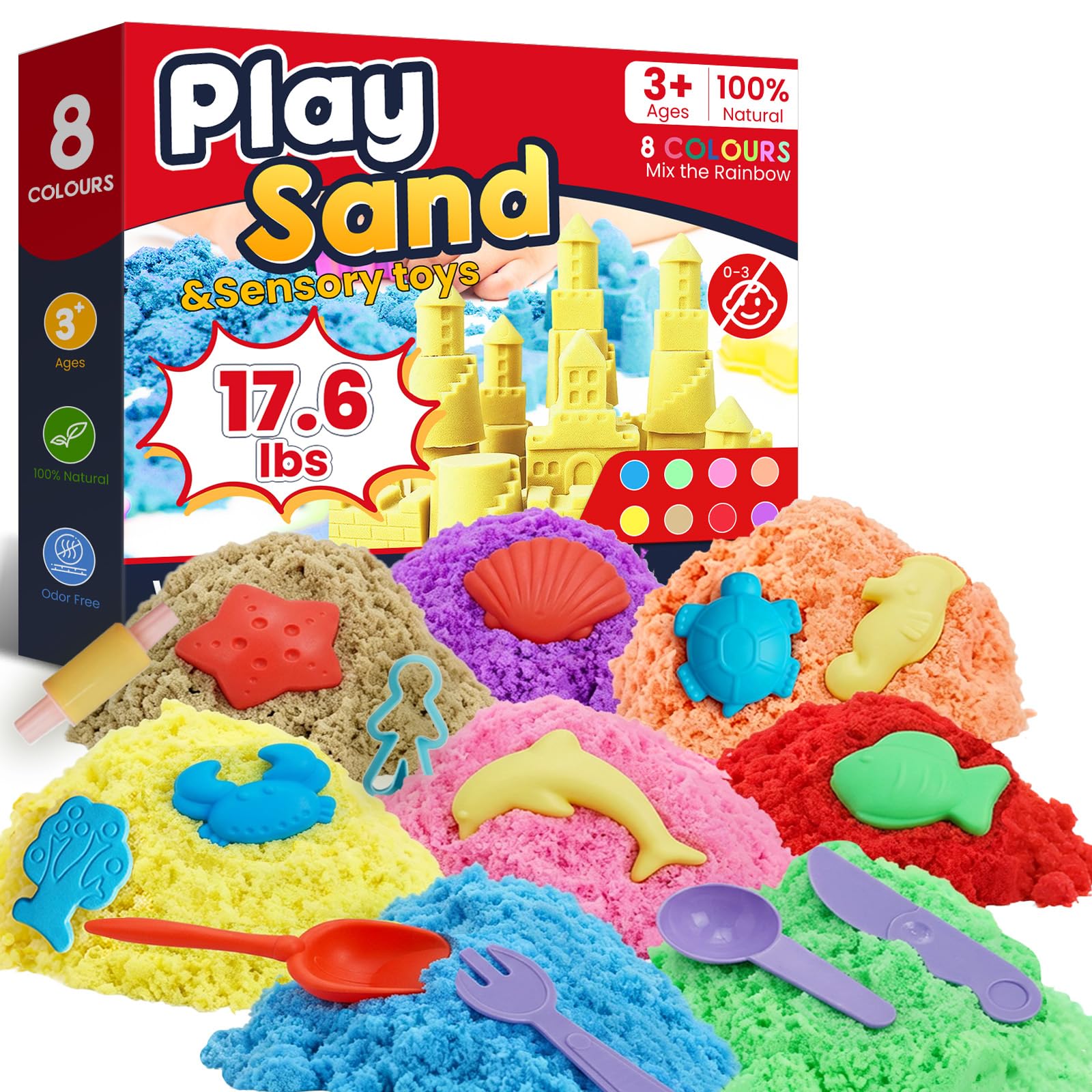 Play Sand Set,17.6lbs Colorful Sensory Sand,22 Tools Molds,Art Kit