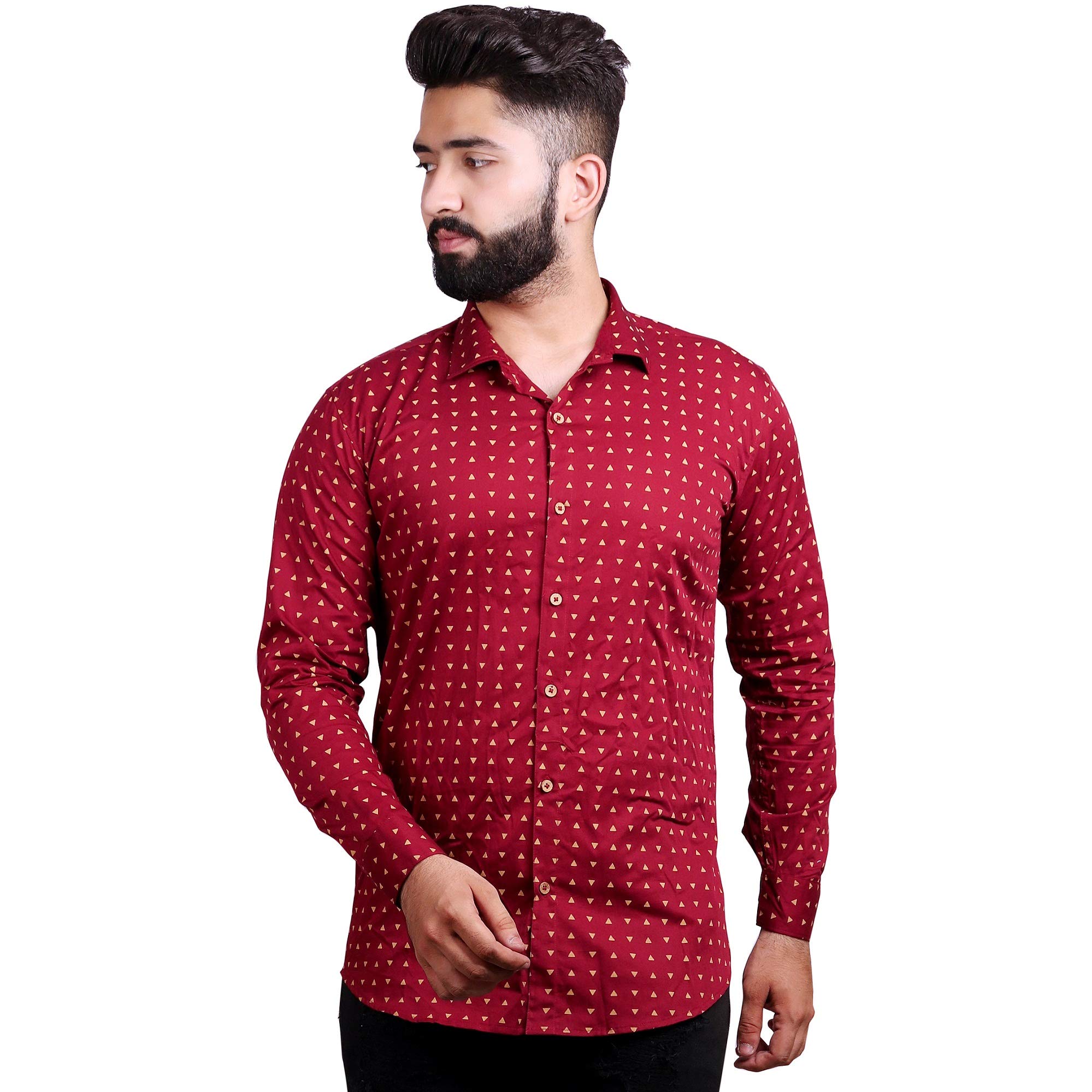 Men's Printed Regular Fit Casual Shirt, Maroon