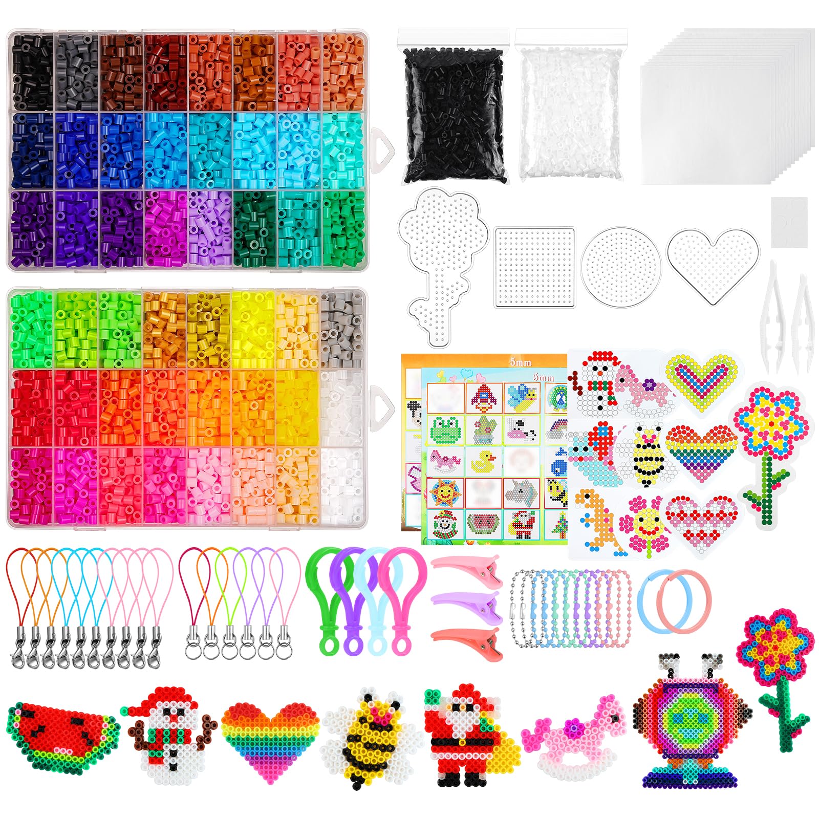 AUAUY 10600pcs Fuse Beads Kit, 48 Colors 5mm Iron Beads Set for Decoration