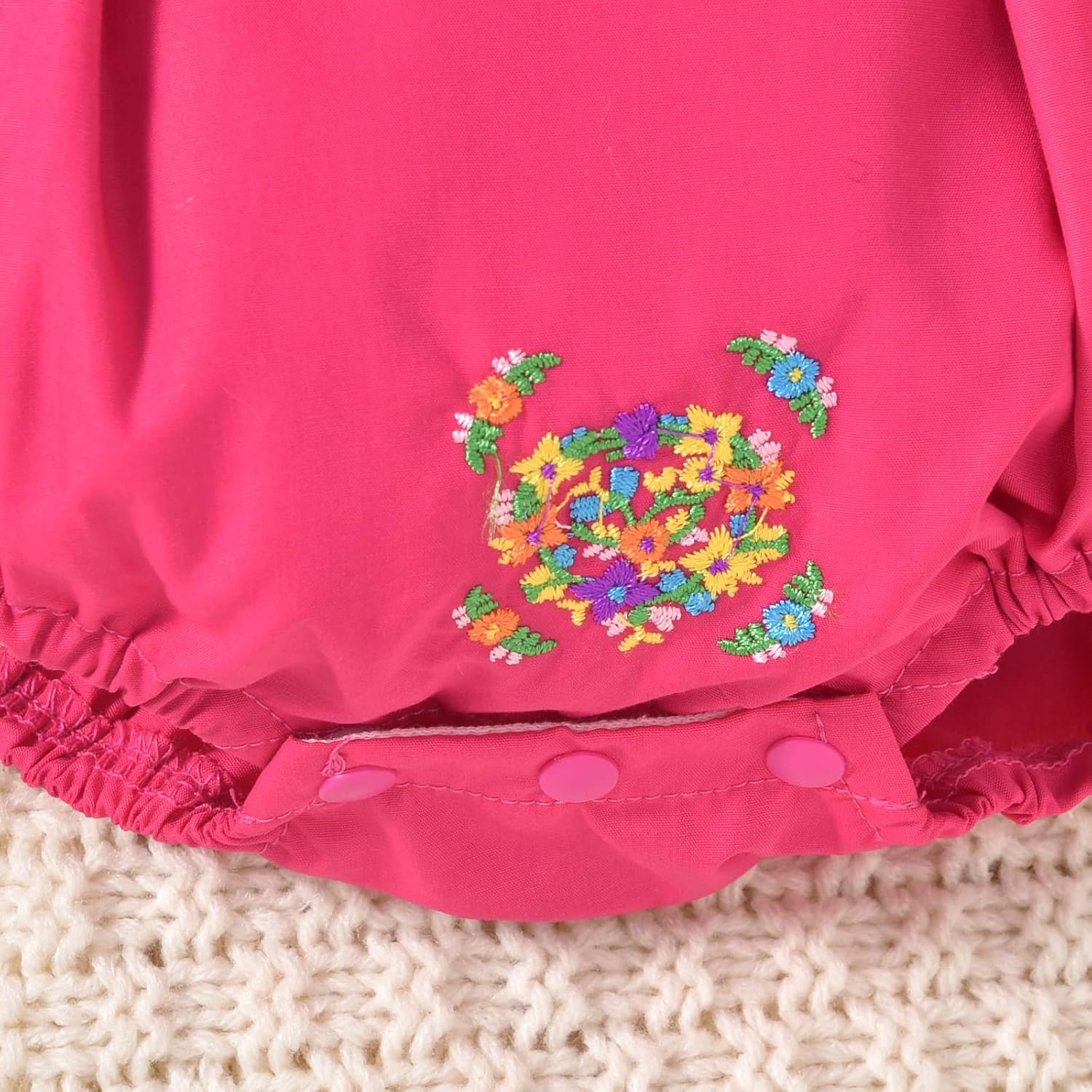 HINTINA Newborn Baby Girl Mexican Ethnic Embroidery Floral Bodysuit With Headband