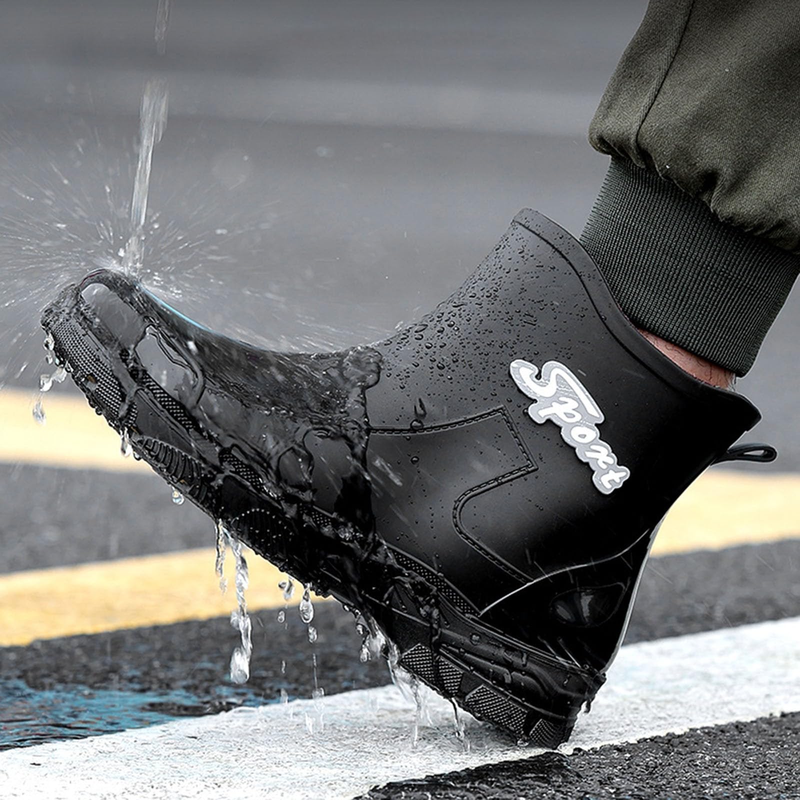 Botas de lluvia para hombre, botas de lluvia cortas, botas de goma, botas de goma para exteriores, botas de lluvia, botines impermeables, botas antideslizantes de jardín, botas de tobillo