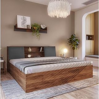Wakefit Bed | 1 Yr Warranty | Bed Queen Size, Storage Box & Foam-Cushioned Upholstery Headboard, Density: 680–750 kg/m³, Termite & Borer Resistant, Fits Mattresses Up to 8 Inches (Orion 78 x 60 - CW)