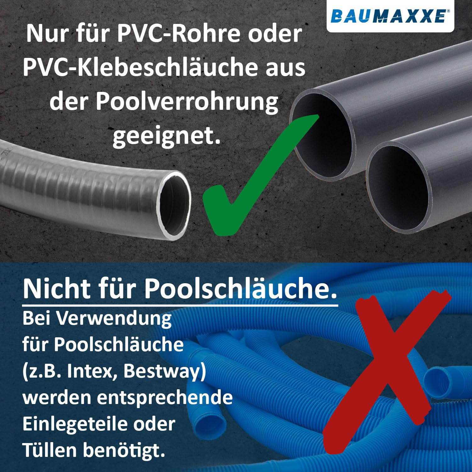 3x PVC Rückschlagventil 50mm federbelastet transparent I 1 1/2 Zoll Pool Kegelrückschlagventil PN16 mit 2 Klebemuffen I Rückflussverhinderer für Poolverrohrung und Teichbau I bm278