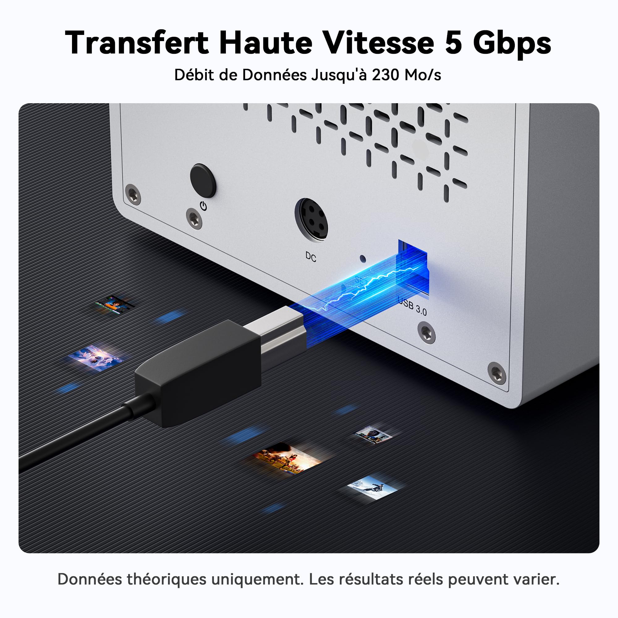 Yottamaster 5 Baies Boîtier Disque Dur pour 2.5/3.5" SATA HDD/SSD, Externe Aluminum USB Tybe-B Jusqu’à 5 × 22 to Max 110 to Hard Drive avec Ventilateurs de 80mm
