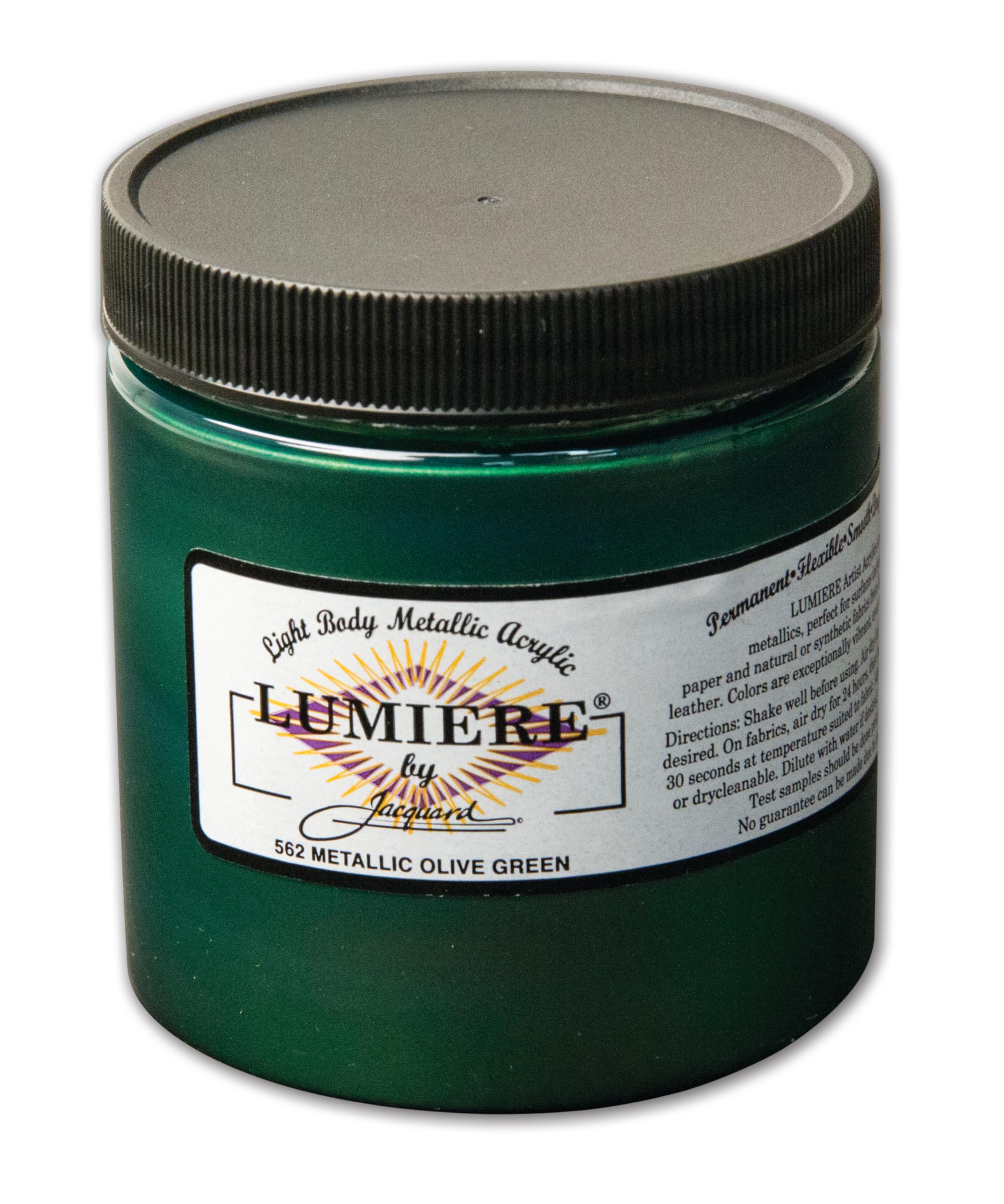 Jacquard Green Lumiere Metallic Acrylic Paint 8Oz-Metallic Olive