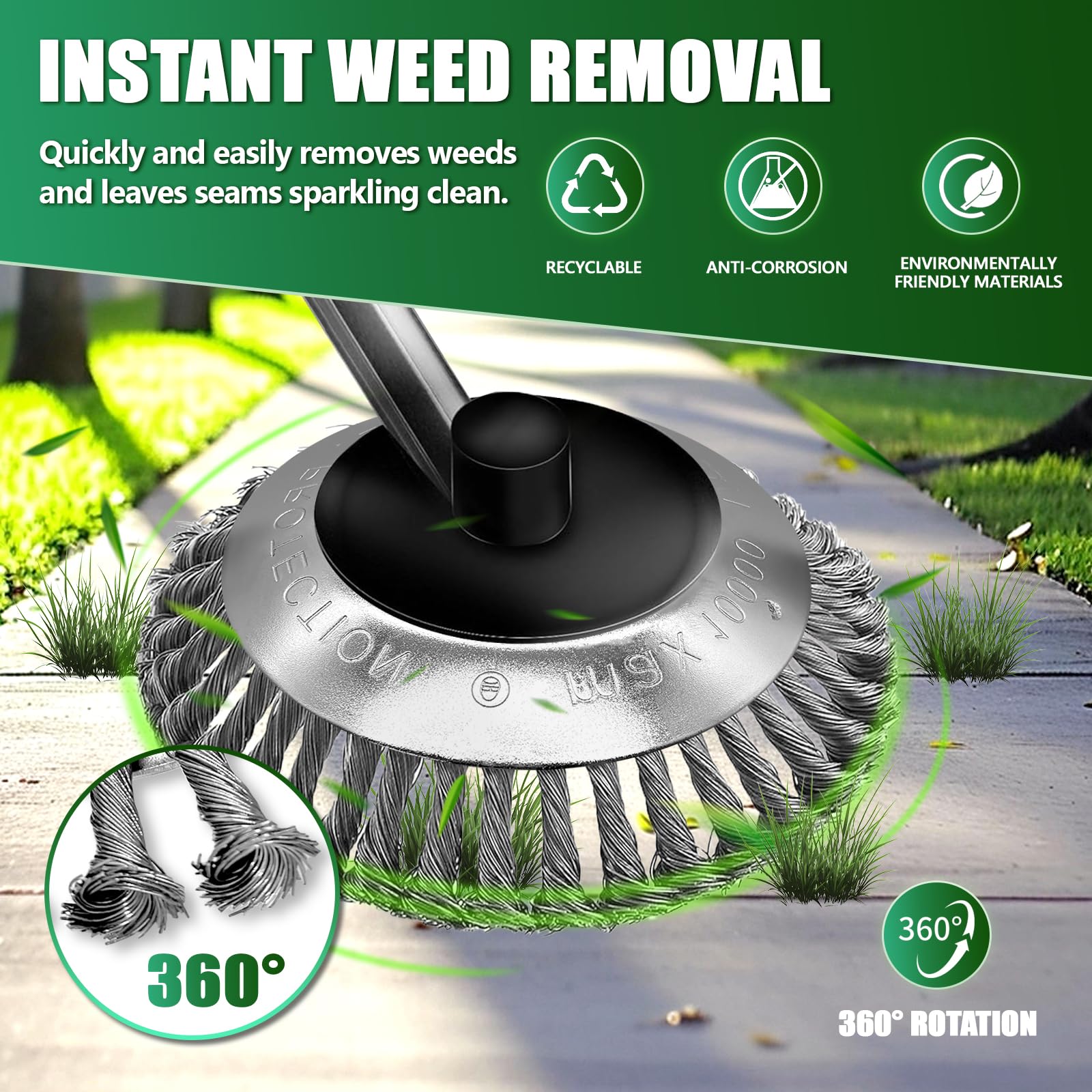 Cepillo metálico desbrozadora-cabezal de desbrozadora universal con alambre de acero de alta resistencia, 150 x 25,4 mm, compatibilidad amplia y rendimiento eficaz para jardines y granjas