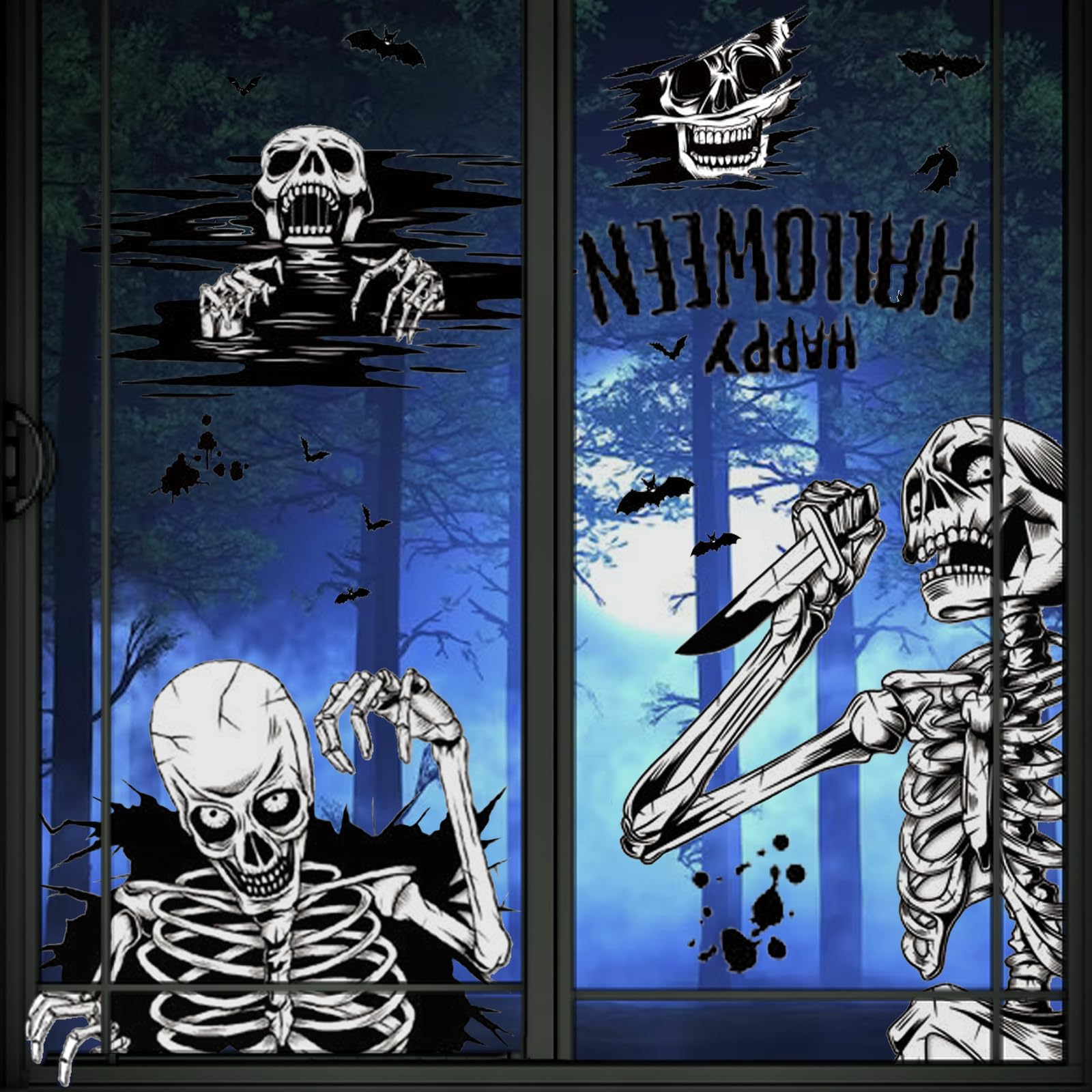 Halloween Fensteraufkleber Set - 8 Bögen Mit Gruselmotiven