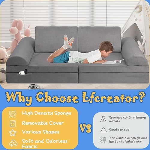 Miniatura 6 de Sofá modular para niños, sofá para niños pequeños y bebés, sala de juegosdormitorio, perfecto para niños y bebés para jugar y descansar, ideal para