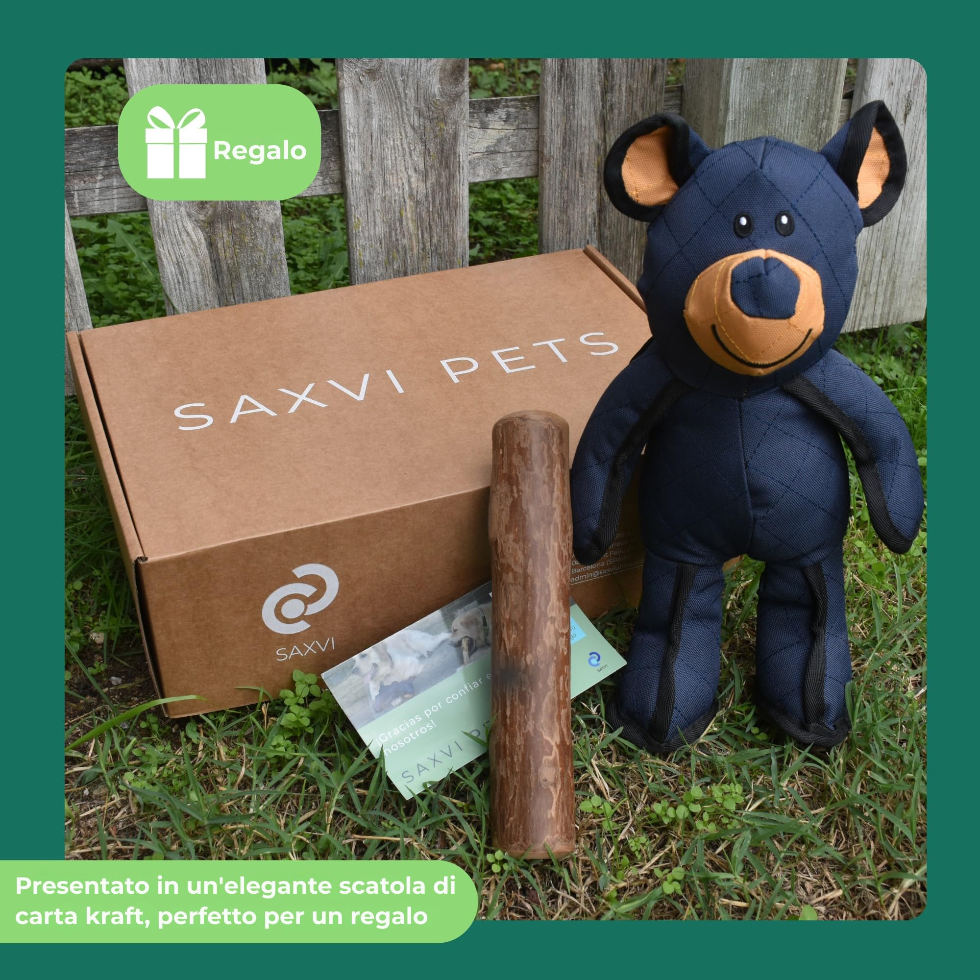 Pets Pack Robustes Spielzeug und Beißring aus Holz, für mittelgroße und große Hunde, sicheres Spielen und natürliches Kauen, inklusive Ratgeber, robustes Hundespielzeug