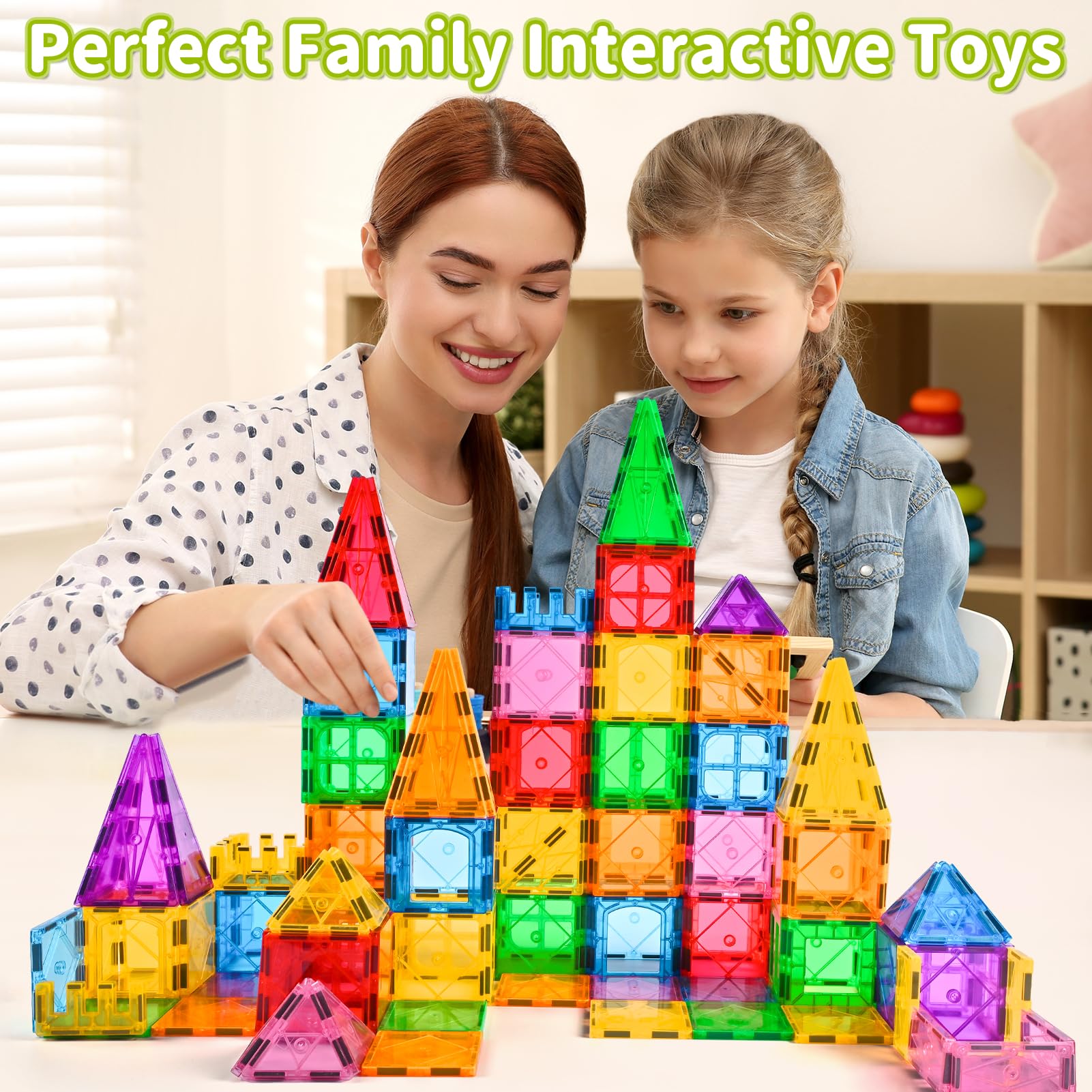 Katiago Costruzioni Magnetiche Bambini, 64 Tessere Magnetiche Colorate di 3 4 5 anni Blocchi Magnetici per Bambini Regalo di Compleanno Costruzione Giocattoli Montessori per ragazzi e ragazze