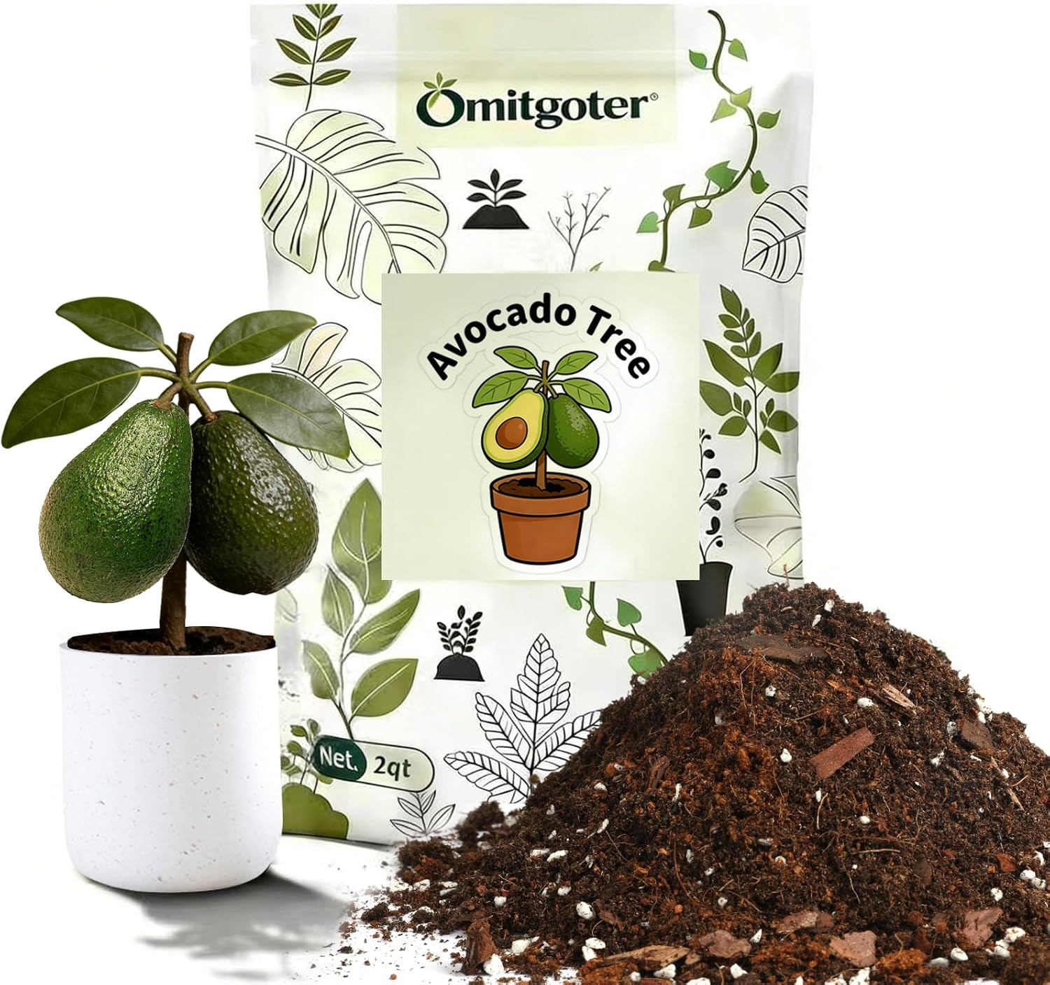 Avocado Soil 10qt, 100% Natural Organic Potting Soil for All-Stage Avocado Tree Growth