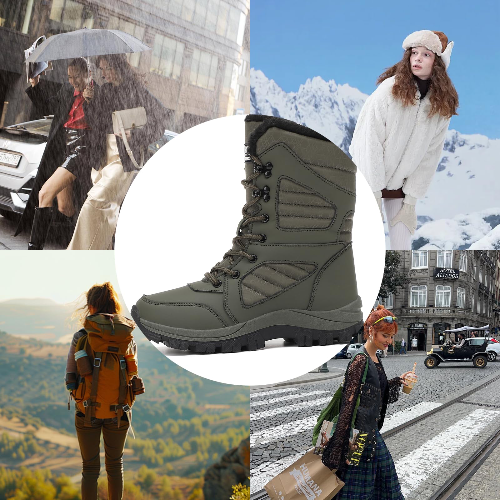 Bottes Femme Hiver Imperméable Bottines de Neige Chaud et Résistant à l'eau Chaussures de Randonnée Femme Snow Boots 36-42EU