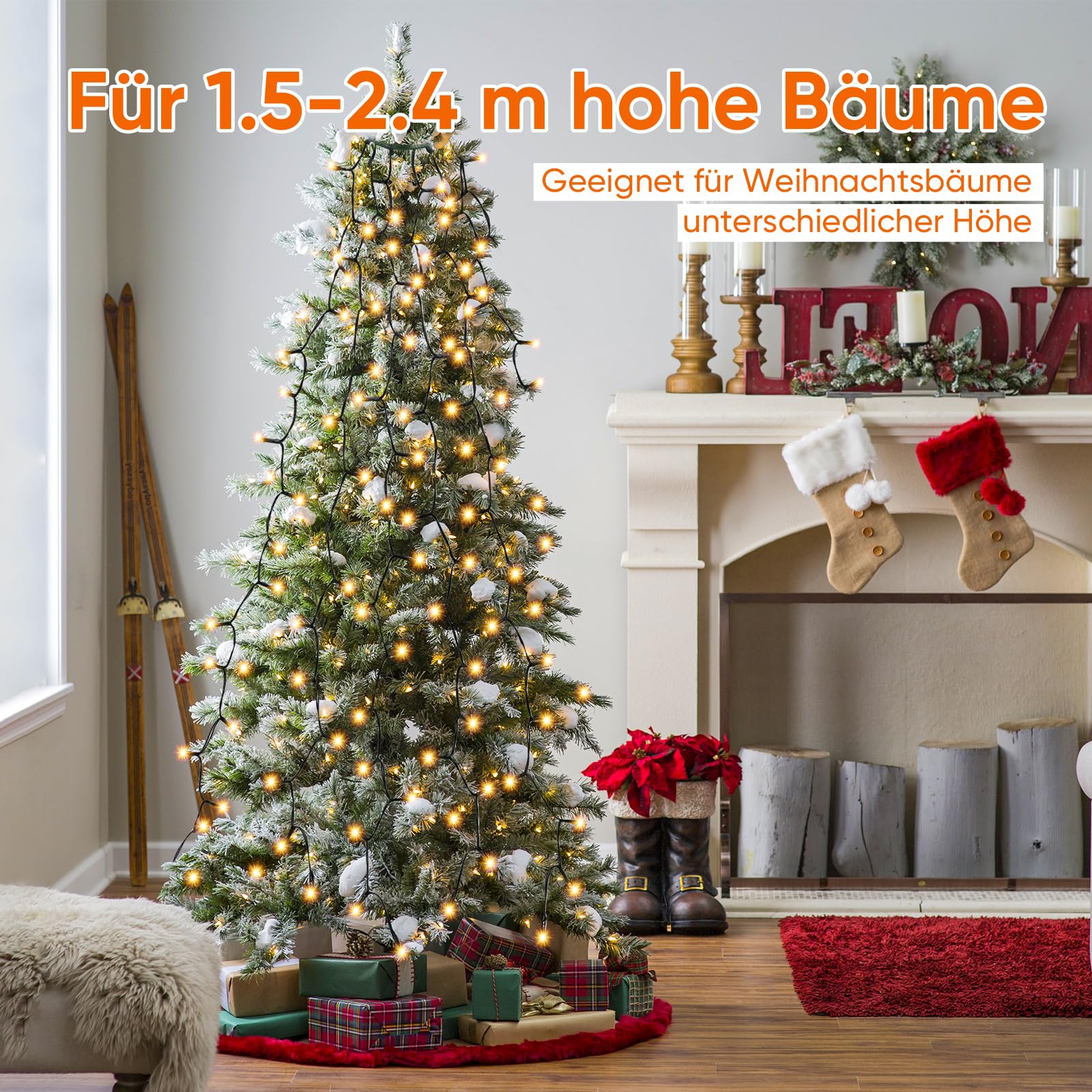 Guirlande Lumineuse Sapin De Noël 2 M 240 LEDs - 12 Branches, IP65 étanche, 8 Modes, Télécommande - Intérieur/extérieur
