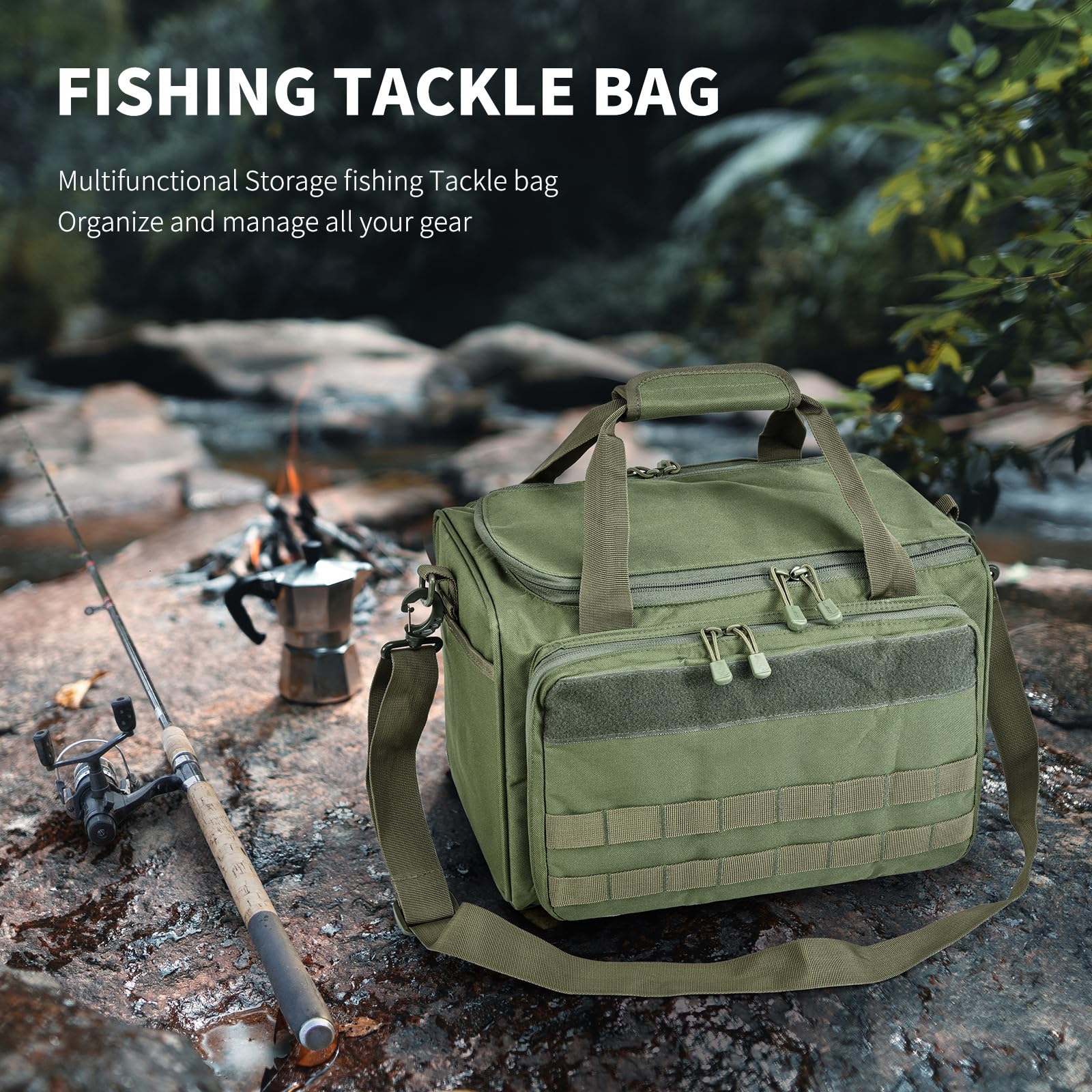 Wasserbeständige Angelgerät Aufbewahrungstasche, Outdoor Jagd, einzelne Umhängetasche, große Kapazität, Umhängetasche, Angelgerät Zubehör