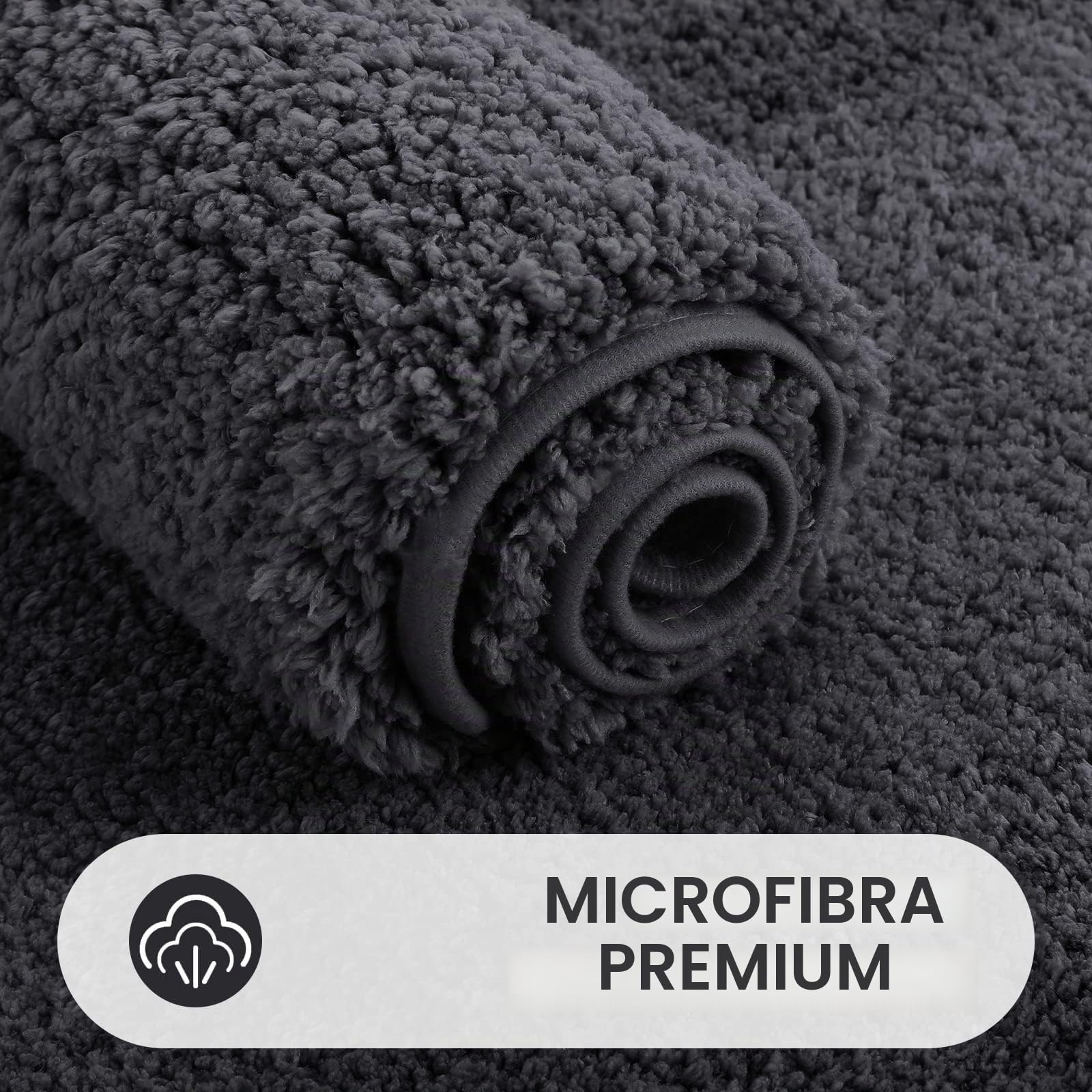 Homaxy Tappeto da bagno antiscivolo, morbido, lavabile, Shaggy, a pelo lungo, in microfibra, rotondo, diametro 90 cm, grigio scuro
