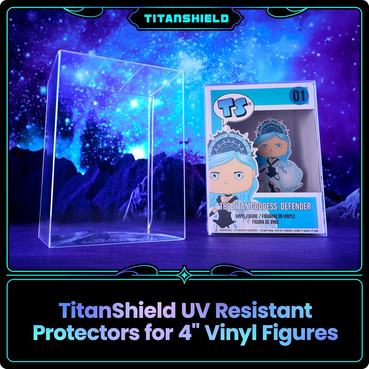 TitanShield 0.5mm Platinum UV and Scratch Resistant Pop Protectors Sleeve Case Compatible with Funko - 4" Inch Pop! Vinyl Figures (60 Count)