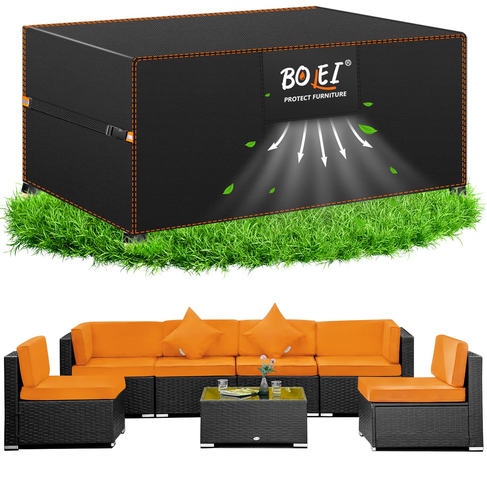 SIRUITON Tuinmeubelafdekking met ventilatieopeningen, waterdicht, winddicht, uv-bestendig, zware belasting, 420D Oxford-weefsel, beschermhoes voor tuintafel, zitgroep, rechthoekig (125 x 125 x 74 cm SIRUITON Tuinmeubelafdekking met ventilatieopeningen, waterdicht, winddicht, uv-bestendig, zware belasting, 420D Oxford-weefsel, beschermhoes voor tuintafel, zitgroep, rechthoekig (125 x 125 x 74 cm