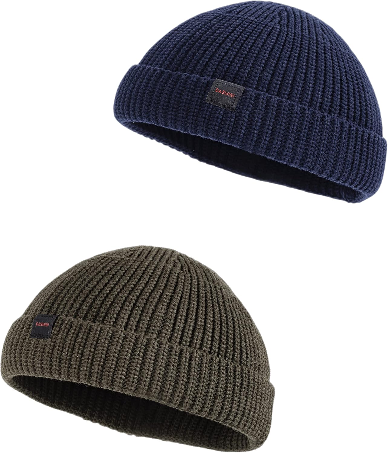 2 Pack Fisherman Beanie Hats for Men Women,Knit Trawler Skull Cap,Watch Cap,Spring Fall Winter Warm Short Hats