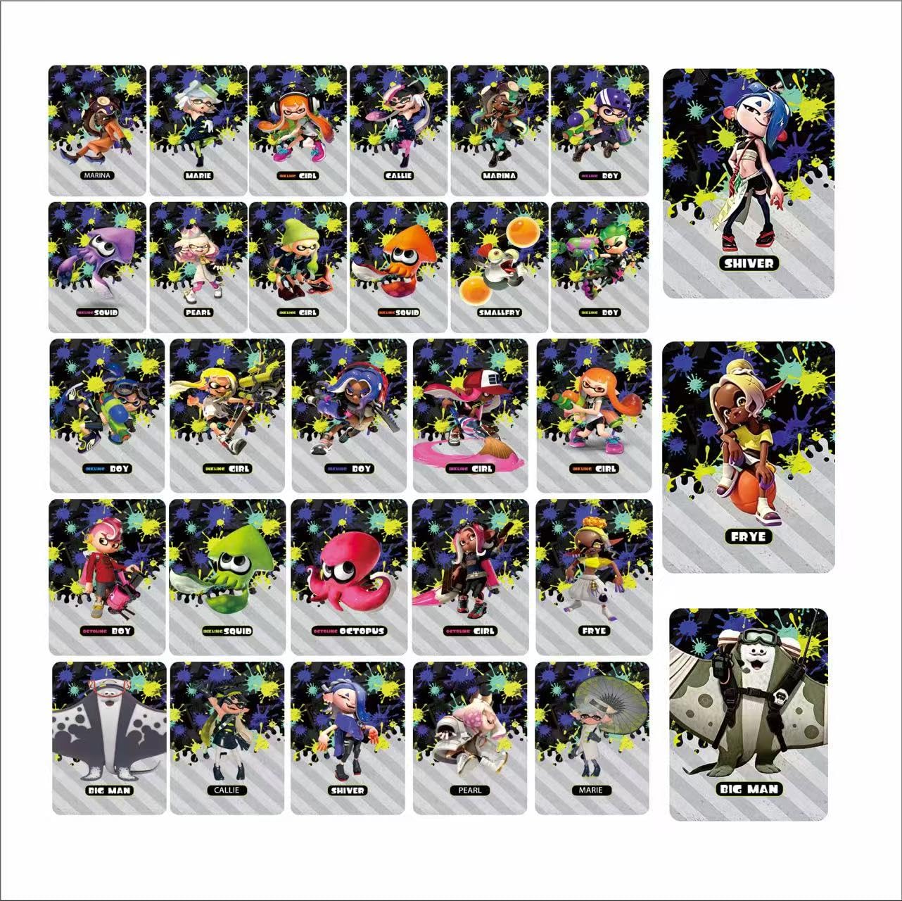 30Pcs NFC Mini Cards for Splat 3&2: Complete Set of 30 Unique Collectible Cards
