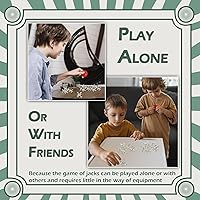 Vista 4 de Home-X Jacks Game - Juego de Jax de la vieja escuela con pelota de goma roja - Juego de gatos con pelota clásica, divertido juego de regalo de gatos