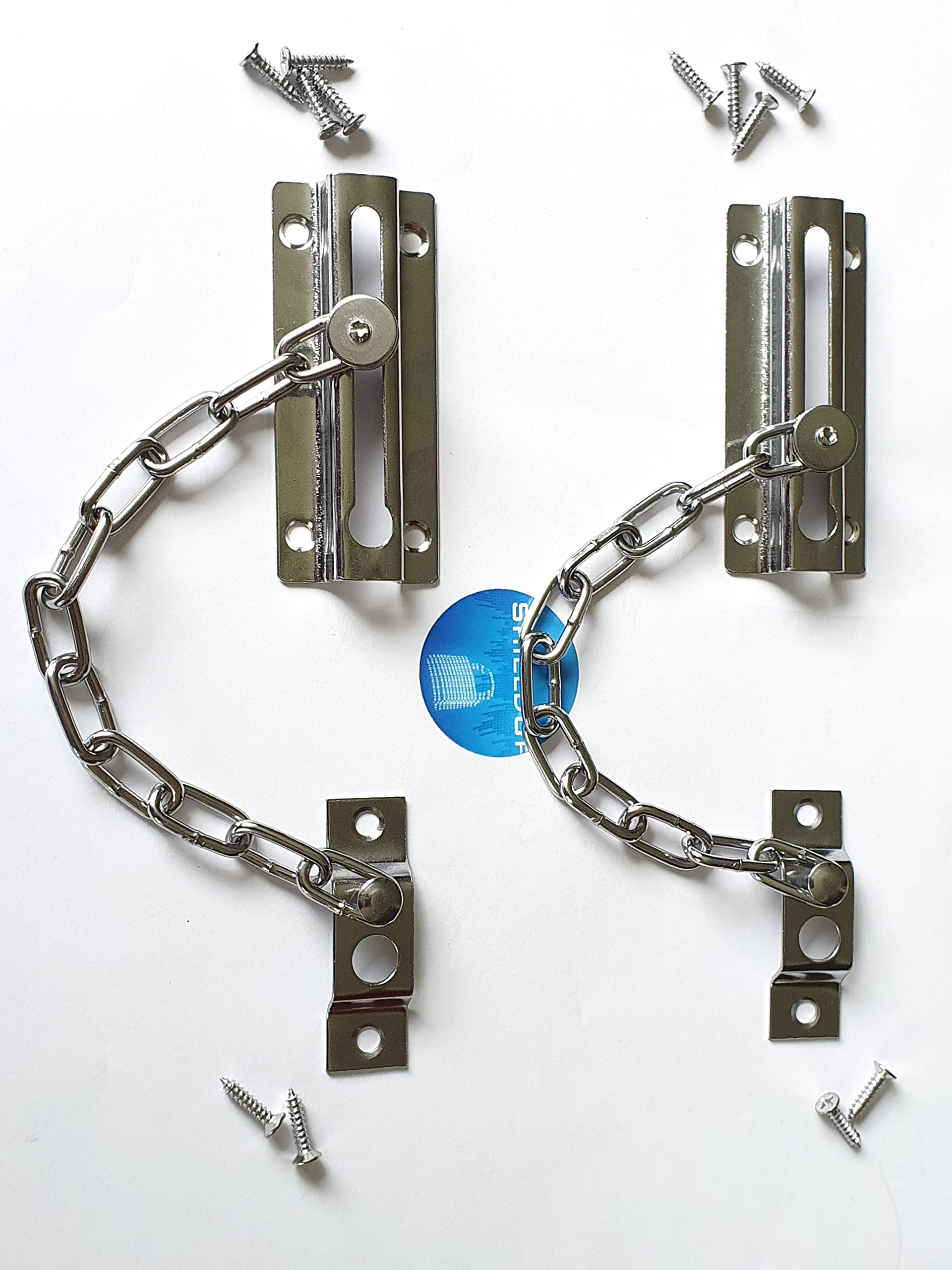 ShieldUp Door Security Chains - Strong Chrome Plated Steel - Pack of 2, 8 x 3 x1 - Image 2