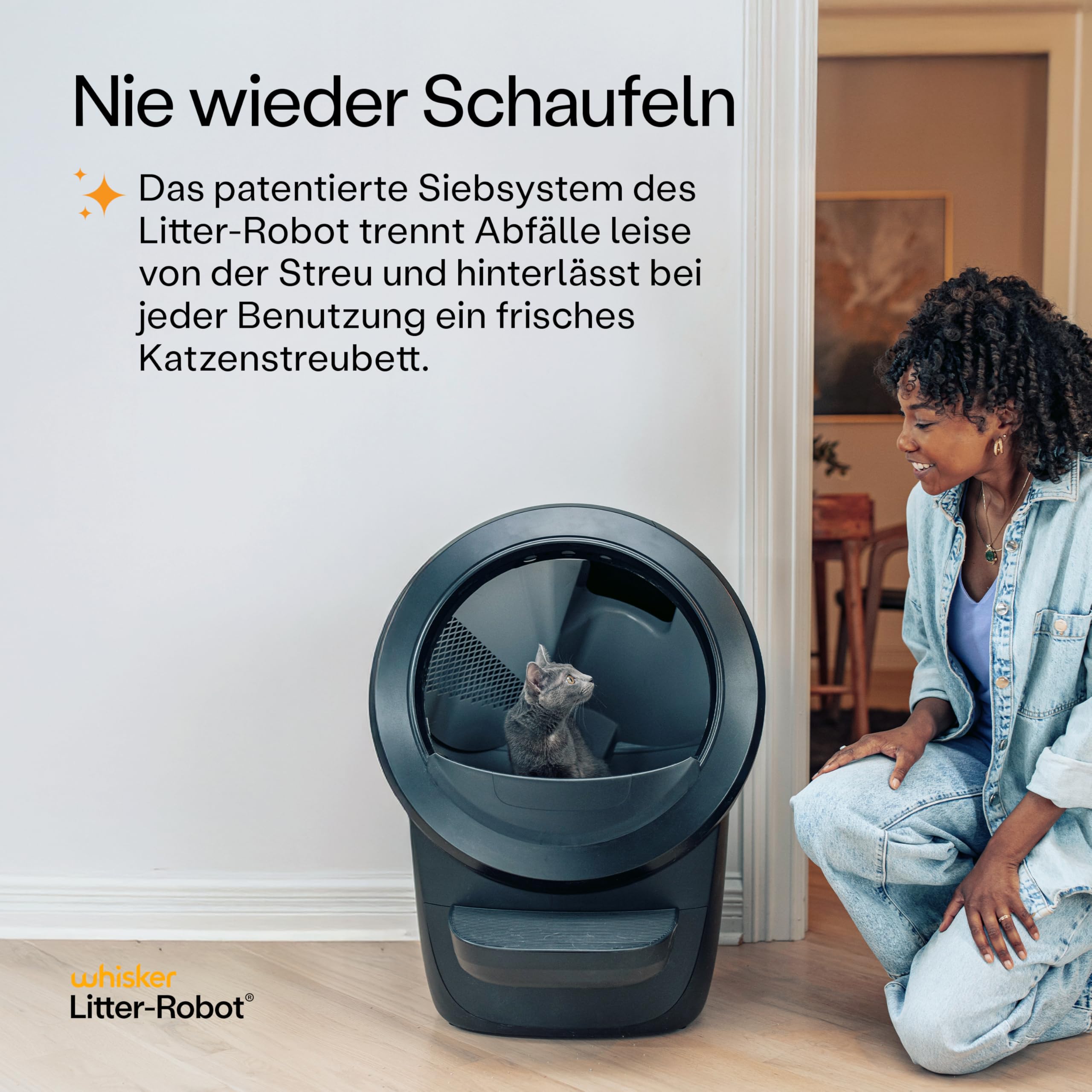 Litter-Robot 4 Beginner Bundle von Whisker, Schwarz - Automatische, selbstreinigende Katzentoilette, beinhaltet Litter-Robot, Zaun, Matte, 3 OdorTrap Nachfüllpackungen & 25 Abfallbeutel